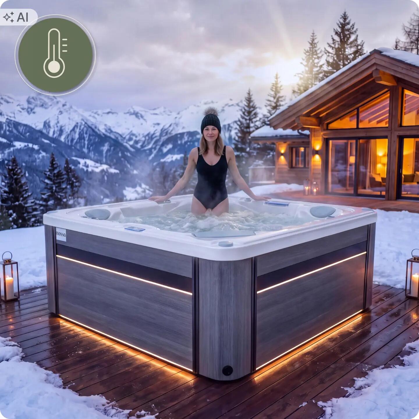Wanna SPA ogrodowa 5-osobowa z hydromasażem MOSSA 215x215cm z pokrywą 6/16