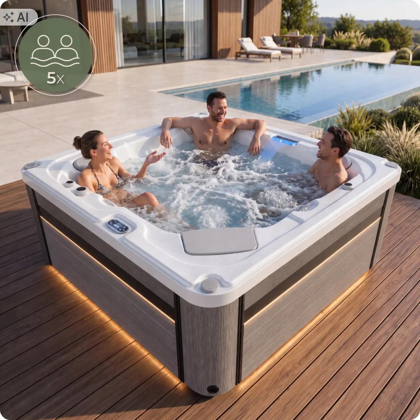 Wanna SPA ogrodowa 5-osobowa z hydromasażem MOSSA 215x215cm z pokrywą 3/16