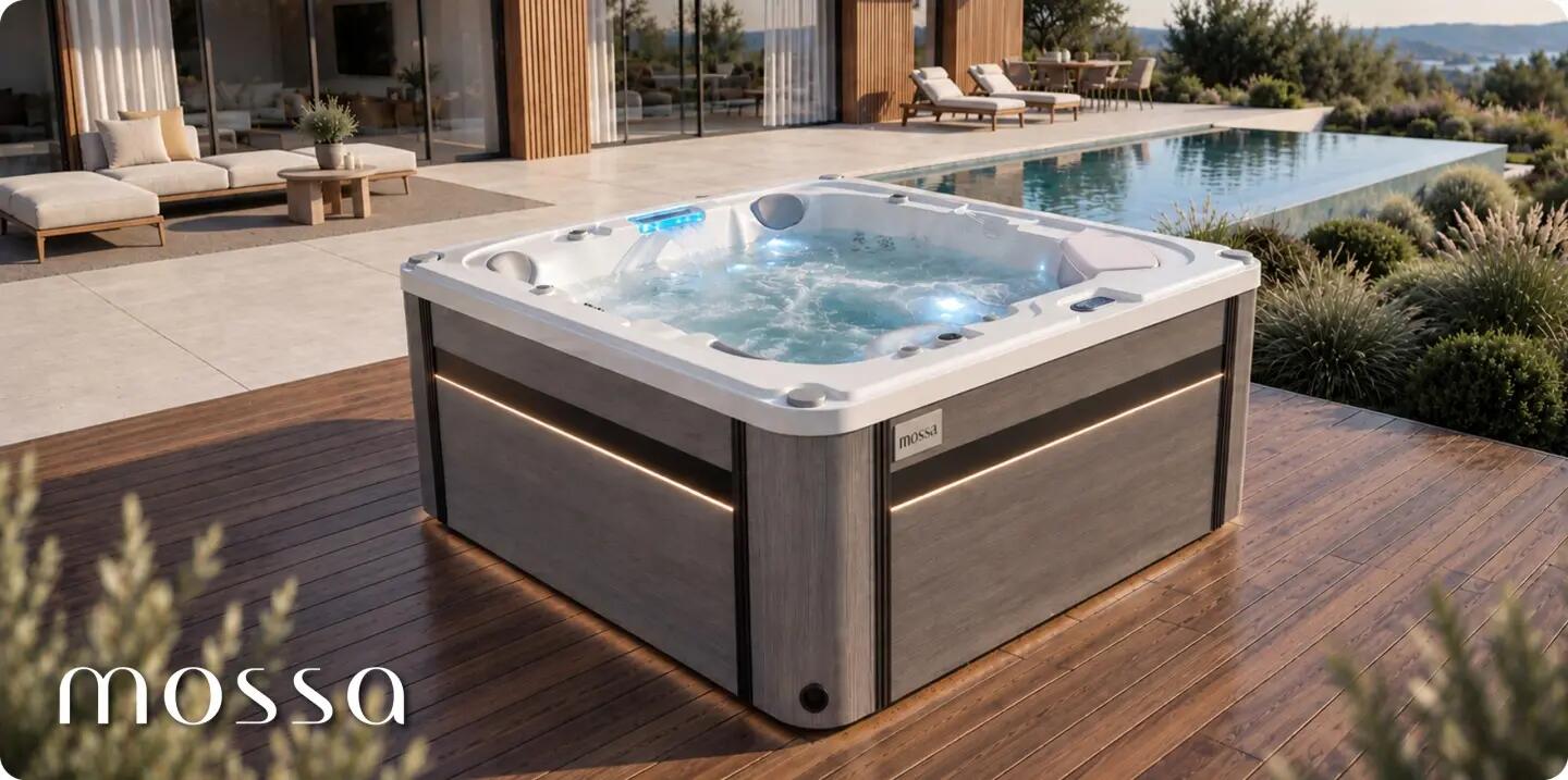 Wanna SPA ogrodowa 5-osobowa z hydromasażem MOSSA 215x215cm z pokrywą 15/16