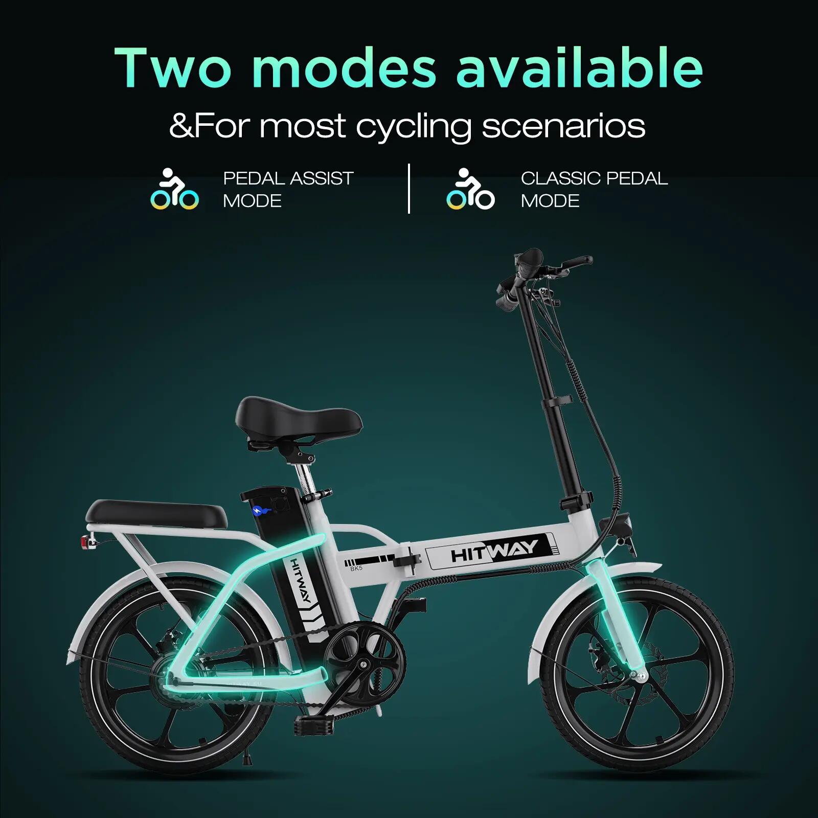 Bici elettrica pieghevole 16 pollici, E-Bike 250W, 10,4Ah, 70 km, BK5S 6/7