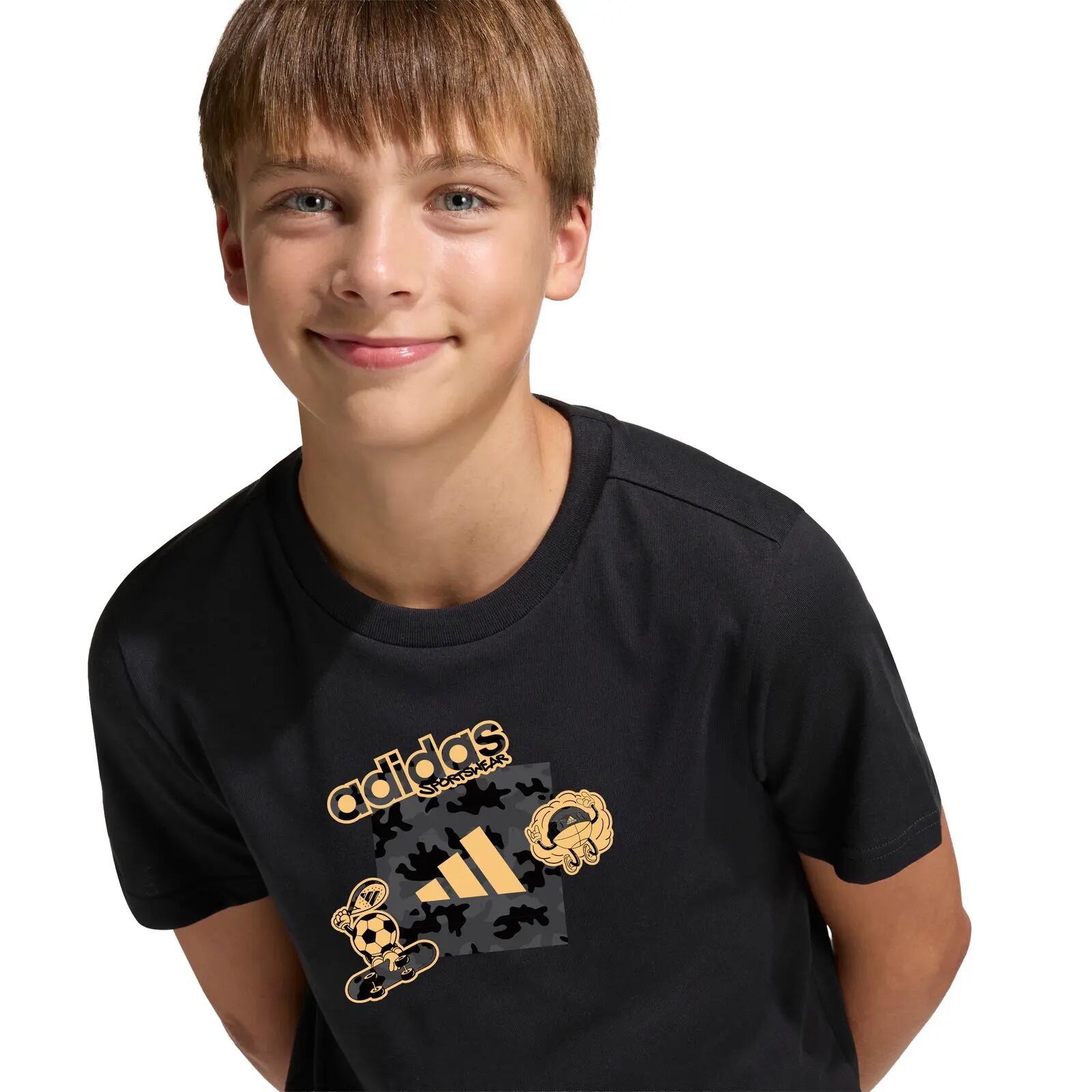 T-shirt ragazzo adidas camo train - nero 5/6