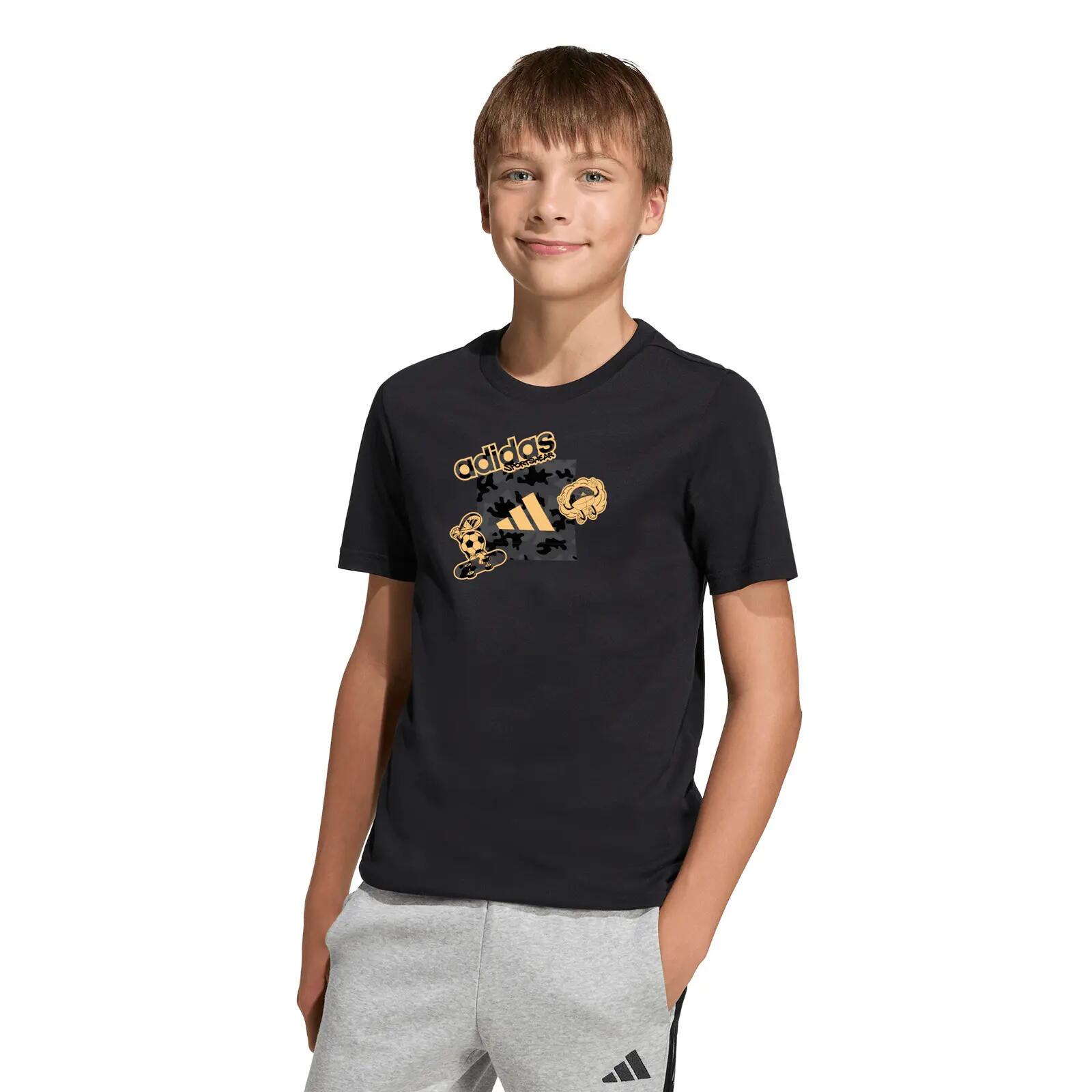 T-shirt ragazzo adidas camo train - nero 2/6
