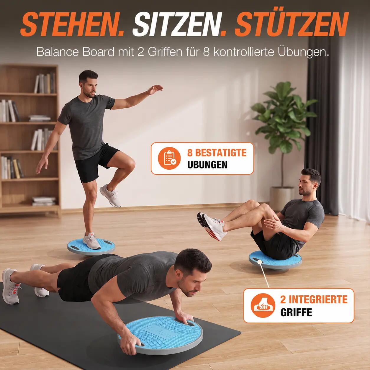 Planches d'équilibre 42 cm avec Poignées, Adultes, Charge Max. 200 kg 3/7