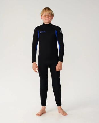 Combinaison de surf Garçon Trad 4/3 mm zip dos - Bleu