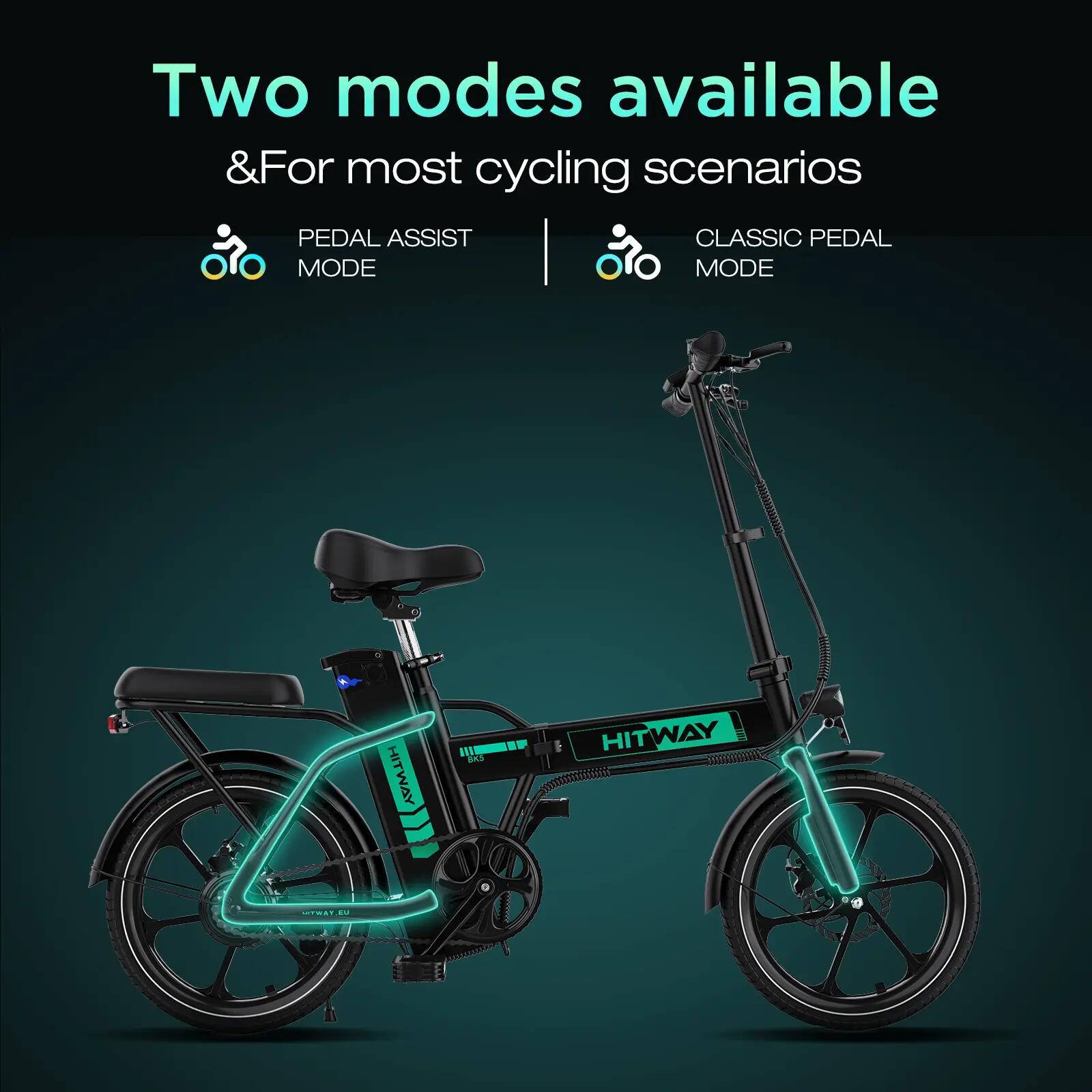Bici elettrica pieghevole 16 pollici, E-Bike 250W, 10,4Ah, 70 km, BK5S 6/7