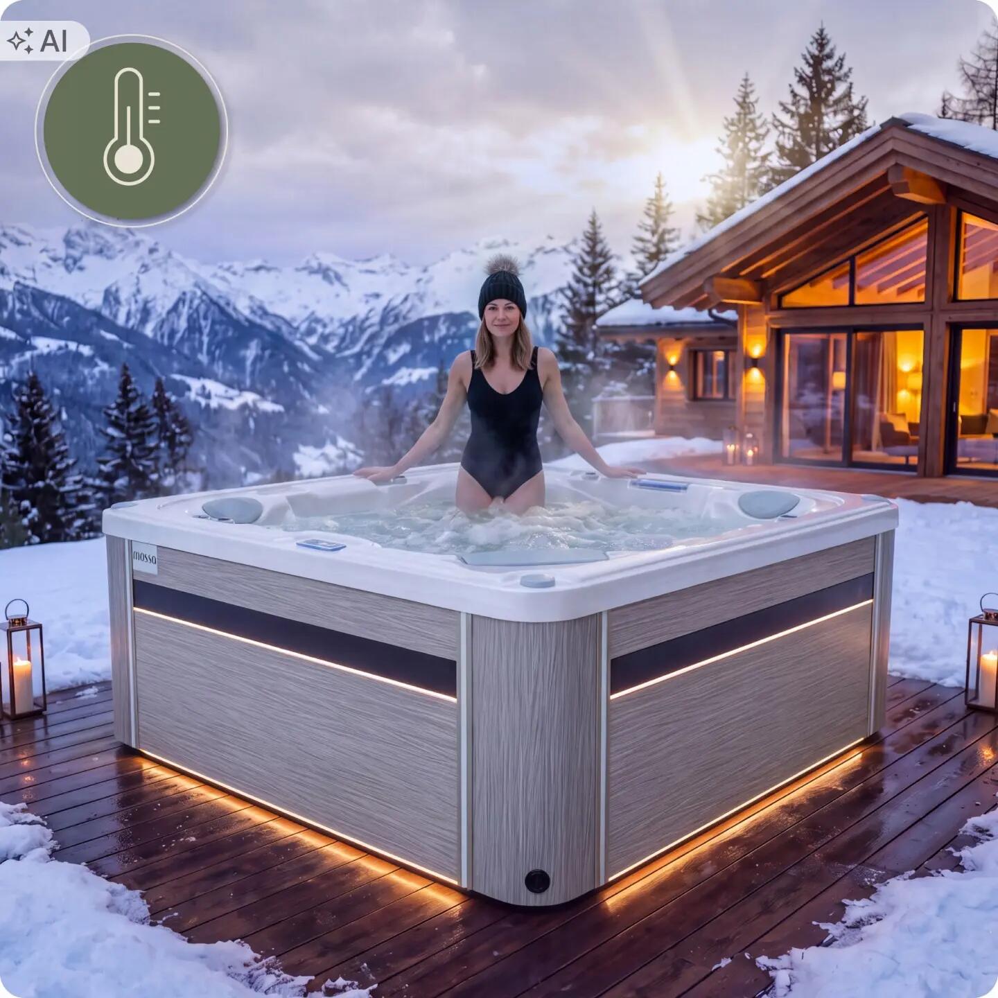 Wanna SPA ogrodowa 5-osobowa z hydromasażem MOSSA 215x215cm z pokrywą 6/16