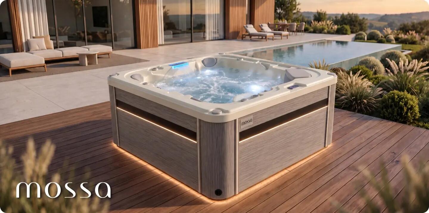 Wanna SPA ogrodowa 5-osobowa z hydromasażem MOSSA 215x215cm z pokrywą 15/16