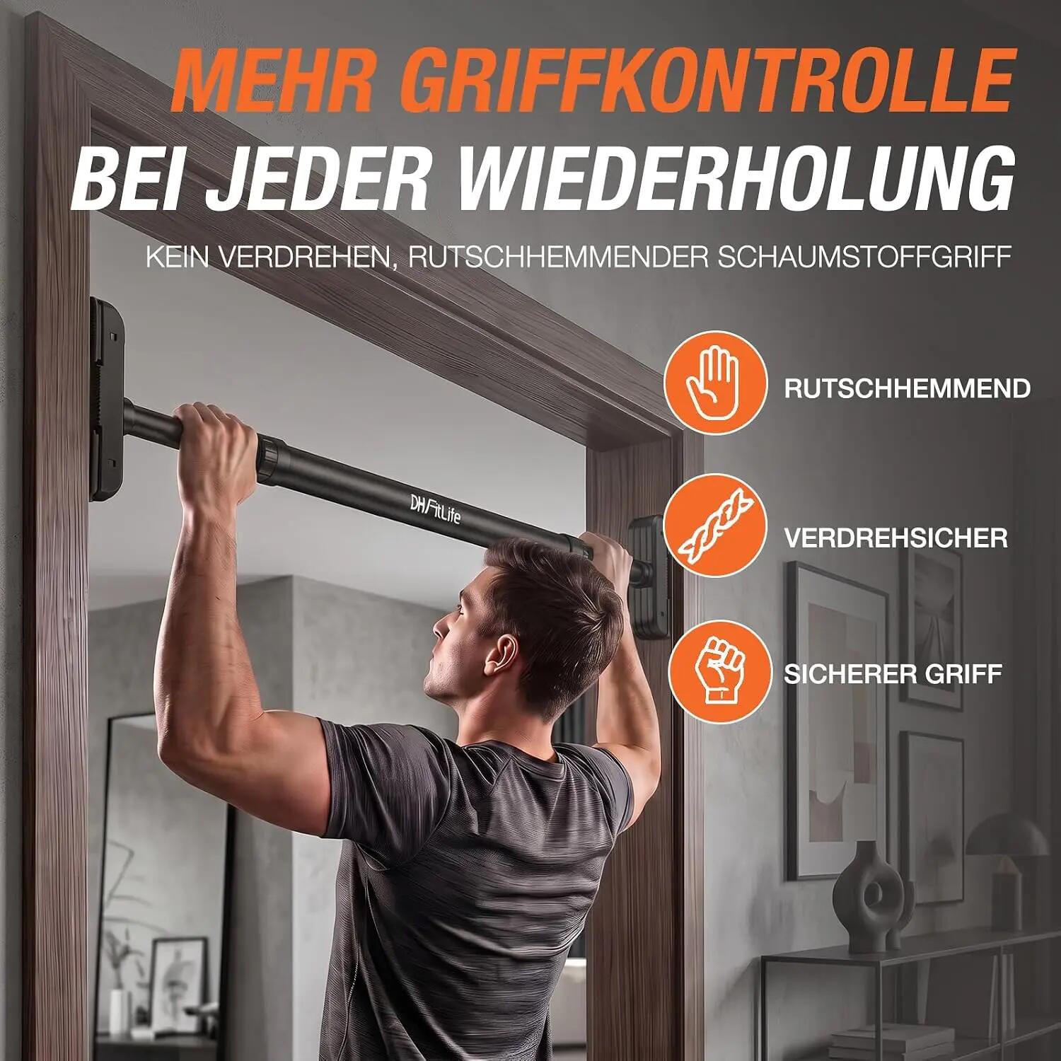 Klimmzugstange Türrahmen, Pull up Bar ohne Bohren, bis 200kg 4/7