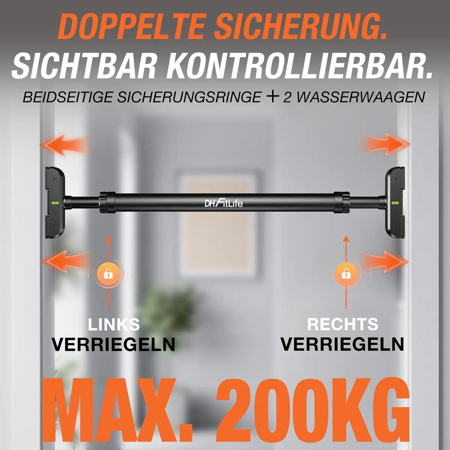 Klimmzugstange Türrahmen, Pull up Bar ohne Bohren, bis 200kg 2/7
