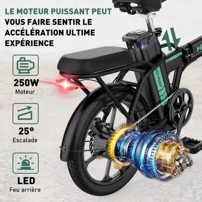 Bici elettrica pieghevole 16 pollici, E-Bike 250W, 8,4Ah, 50 km, BK5 4/4