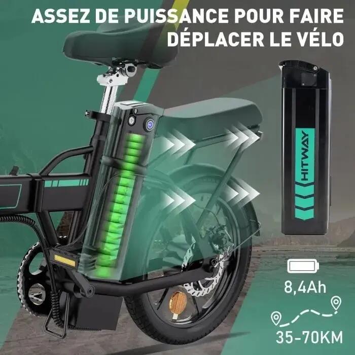 Bici elettrica pieghevole 16 pollici, E-Bike 250W, 8,4Ah, 50 km, BK5 3/4