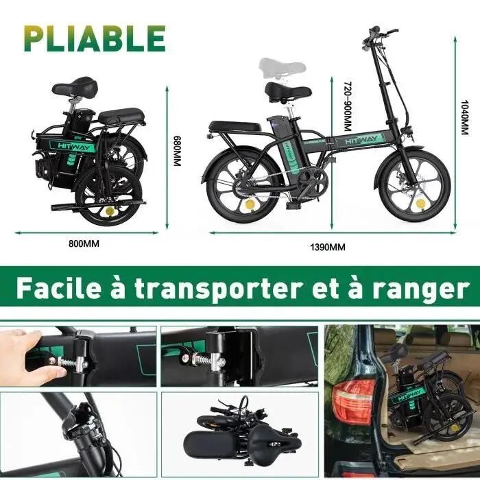 Bici elettrica pieghevole 16 pollici, E-Bike 250W, 8,4Ah, 50 km, BK5 2/4