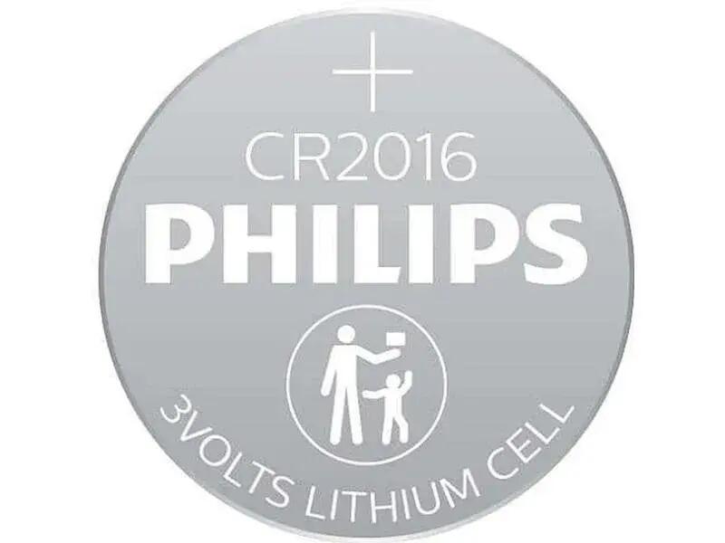 Philips Pile bouton Lithium CR2016 3V lot de 2 2/2