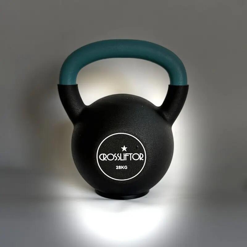 Kettlebell Cover Color - 28 kg, gietijzeren bol met PU, brede gekleurde greep 2/5