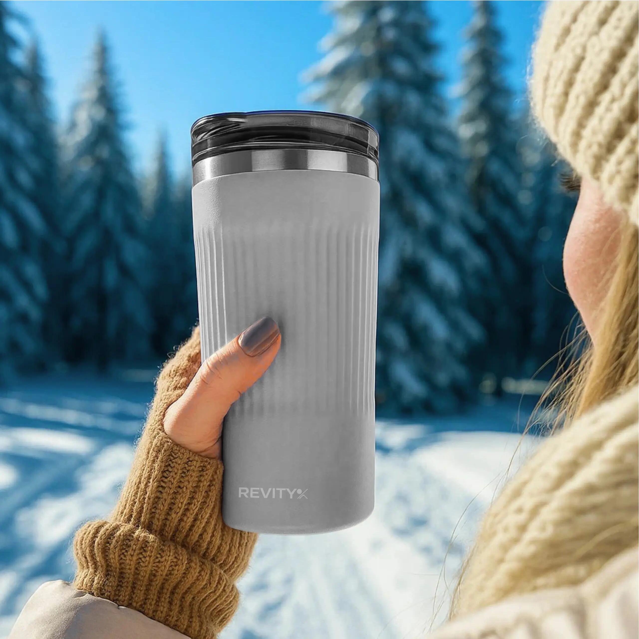 Thermobecher aus Edelstahl, Isolierbecher mit Strohhalm, 12h heiß, 600 ml