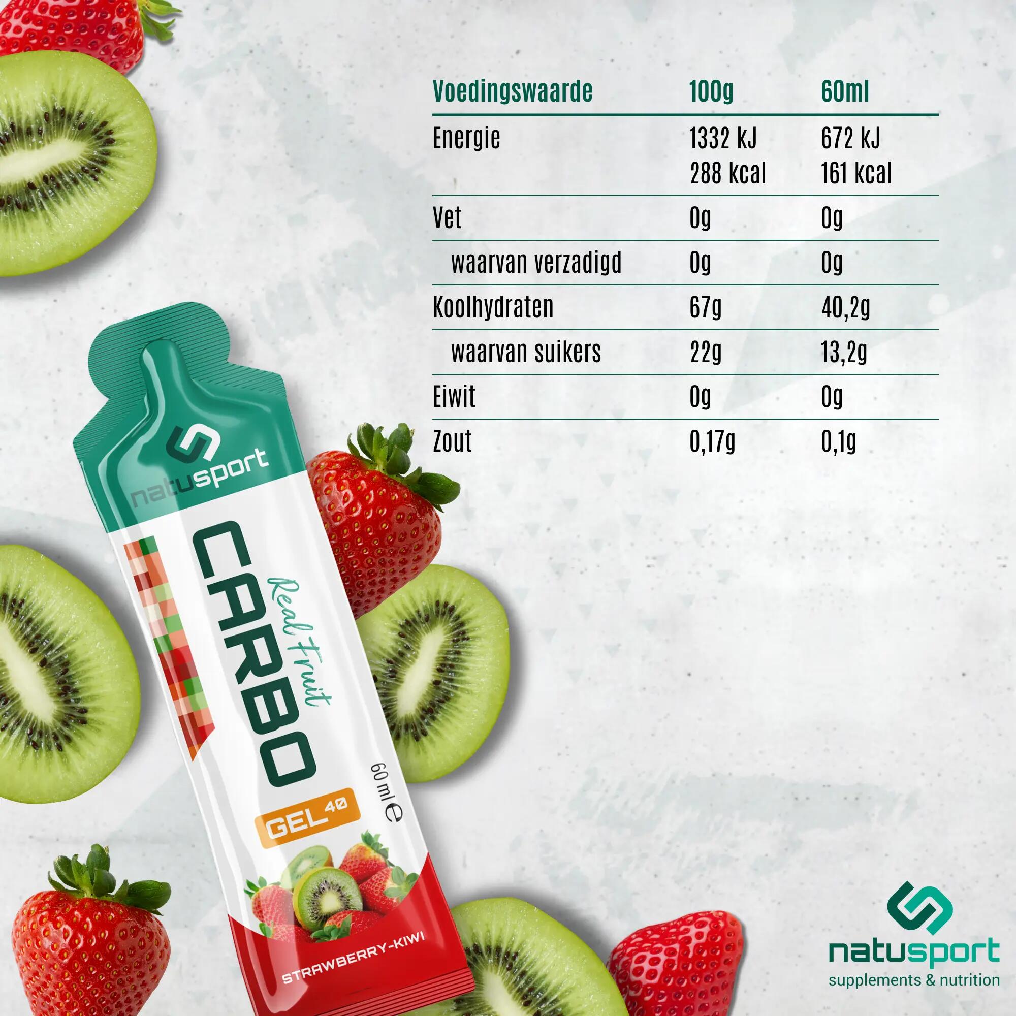 Real Fruit Carbo Gel - 40 gram  - Energiegel - Strawberry & Kiwi - 12 stuks 4/4