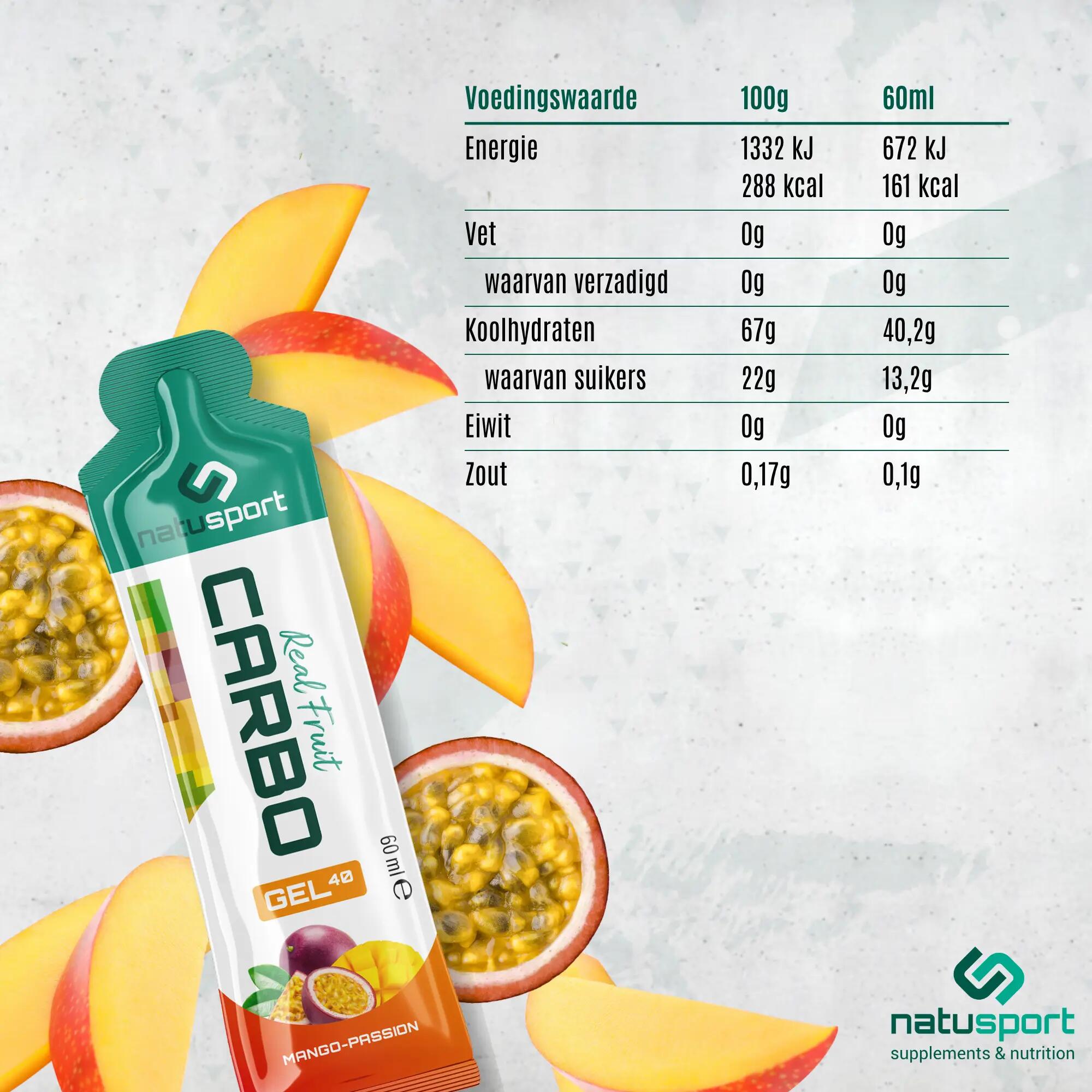 Real Fruit Carbo Gel - 40 gram  - Energiegel - Mango & Passion - 12 stuks 4/4