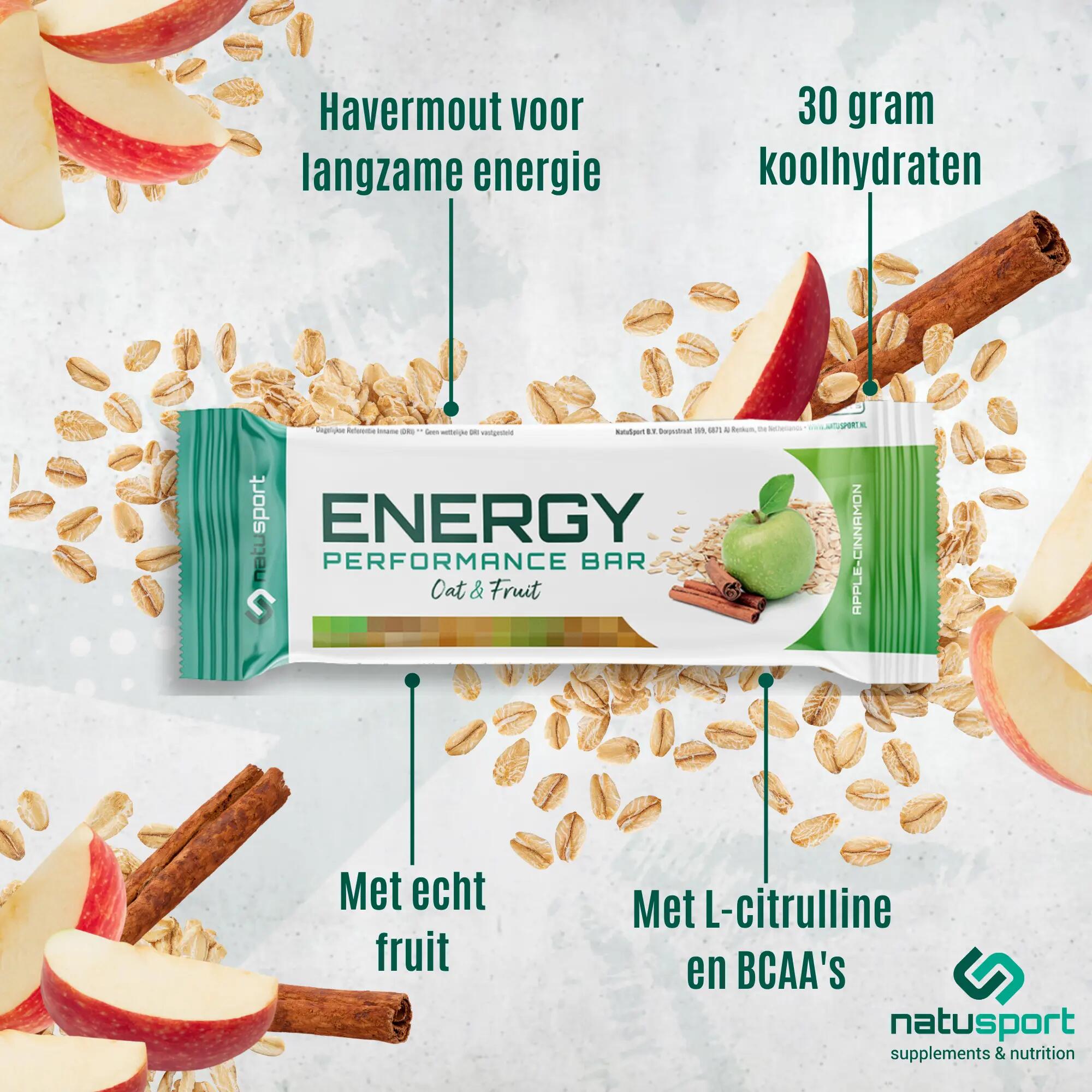 Energy Performance Bar - Havermout sportreep - Apple & Cinnamenon - 12 stuks 3/4
