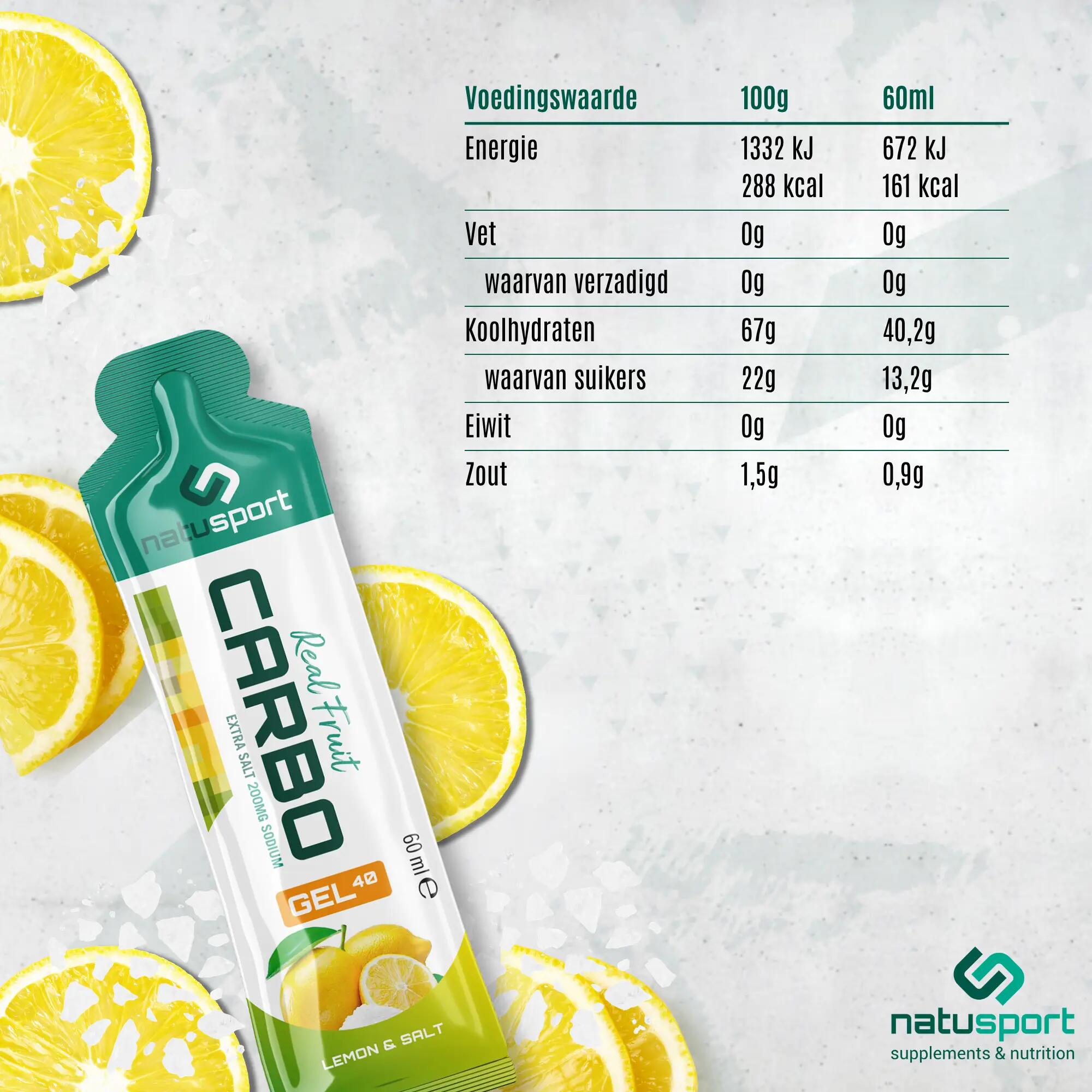 Real Fruit Carbo Gel - 40 gram  - Energiegel - Lemon & Salt - 12 stuks 4/4