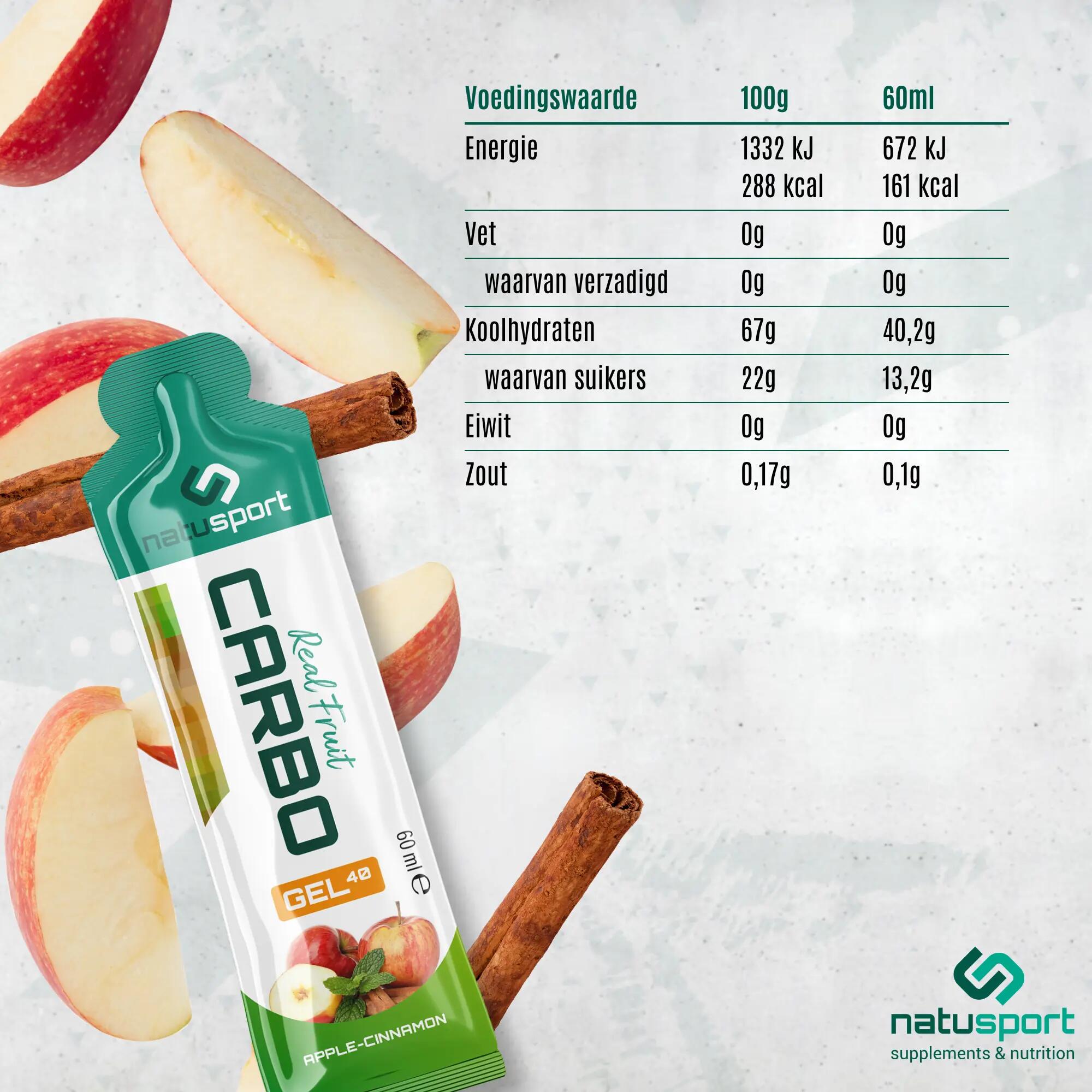 Real Fruit Carbo Gel - 40 gram - Energiegel - Apple & Cinnamon - 12 stuks 4/4