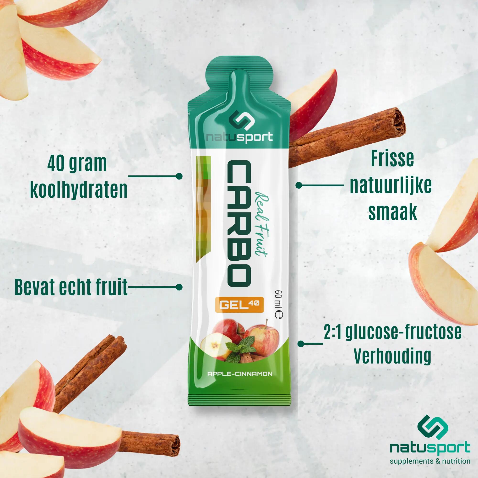 Real Fruit Carbo Gel - 40 gram - Energiegel - Apple & Cinnamon - 12 stuks 3/4