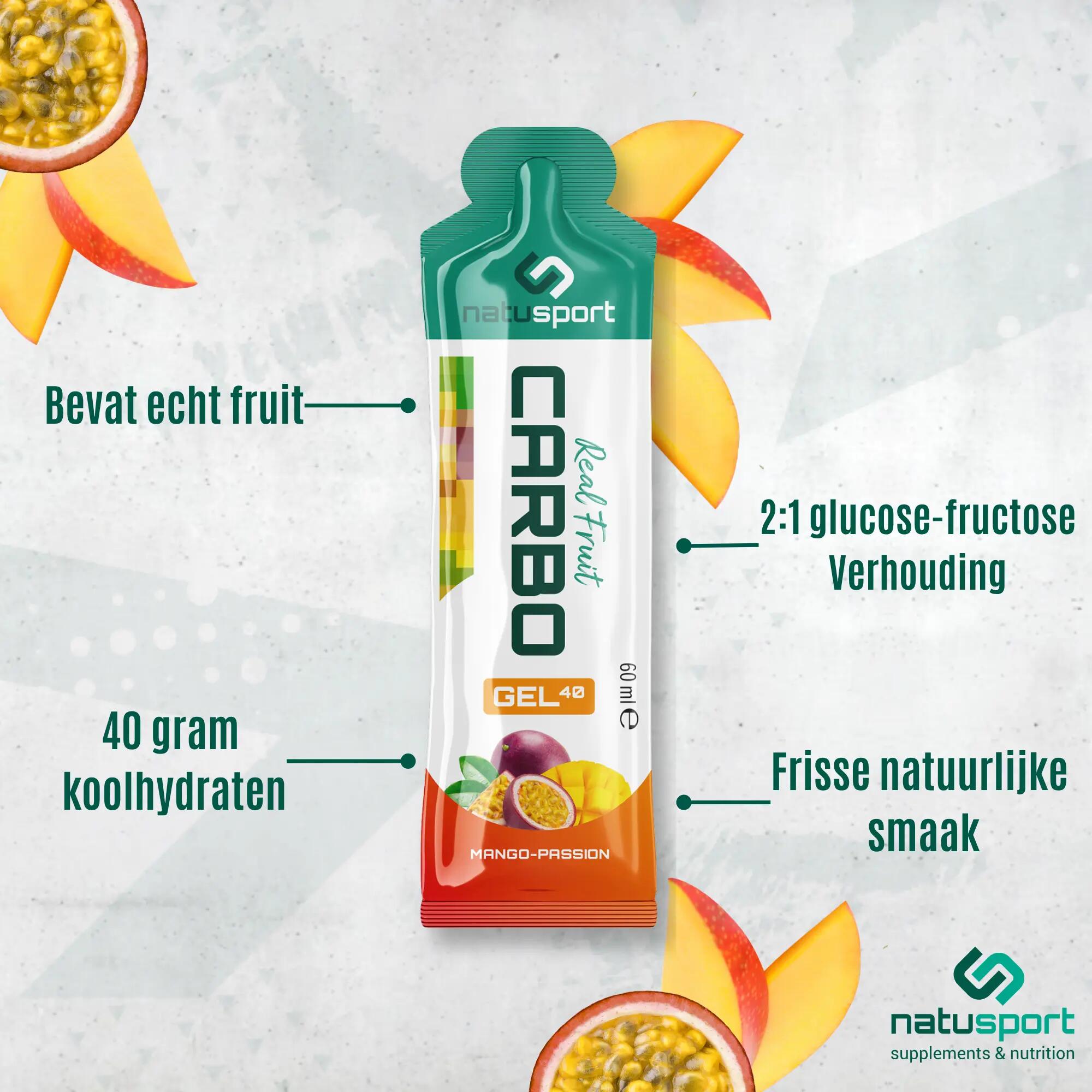 Real Fruit Carbo Gel - 40 gram  - Energiegel - Mango & Passion - 12 stuks 3/4