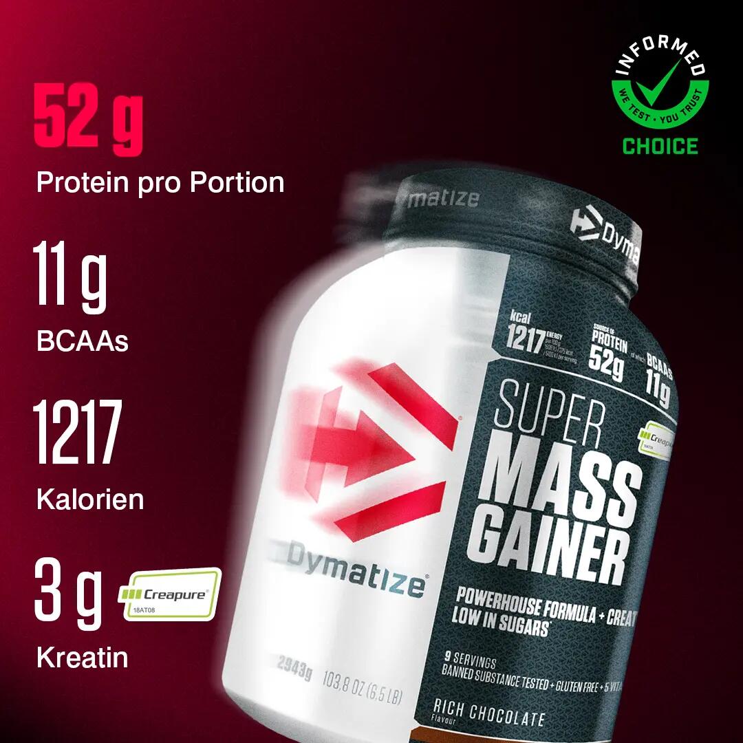 Weight-Gainer Pulver Super Mass Gainer Kohlenhydrate Rich Chocolate 2943g Dose 2/7