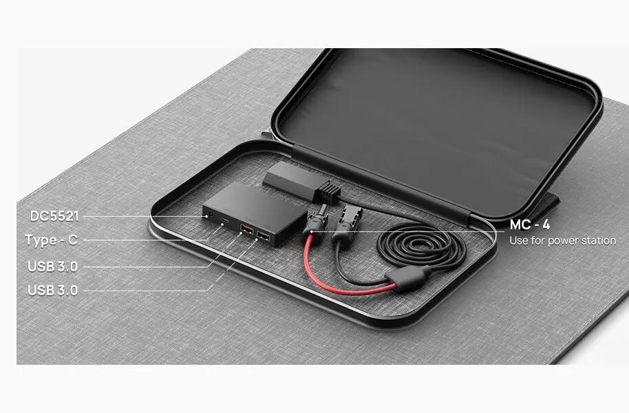 Panneau solaire pliable AFERIY 200W Monocristallin 23% -IP65 Revêtement ETFE 9/9