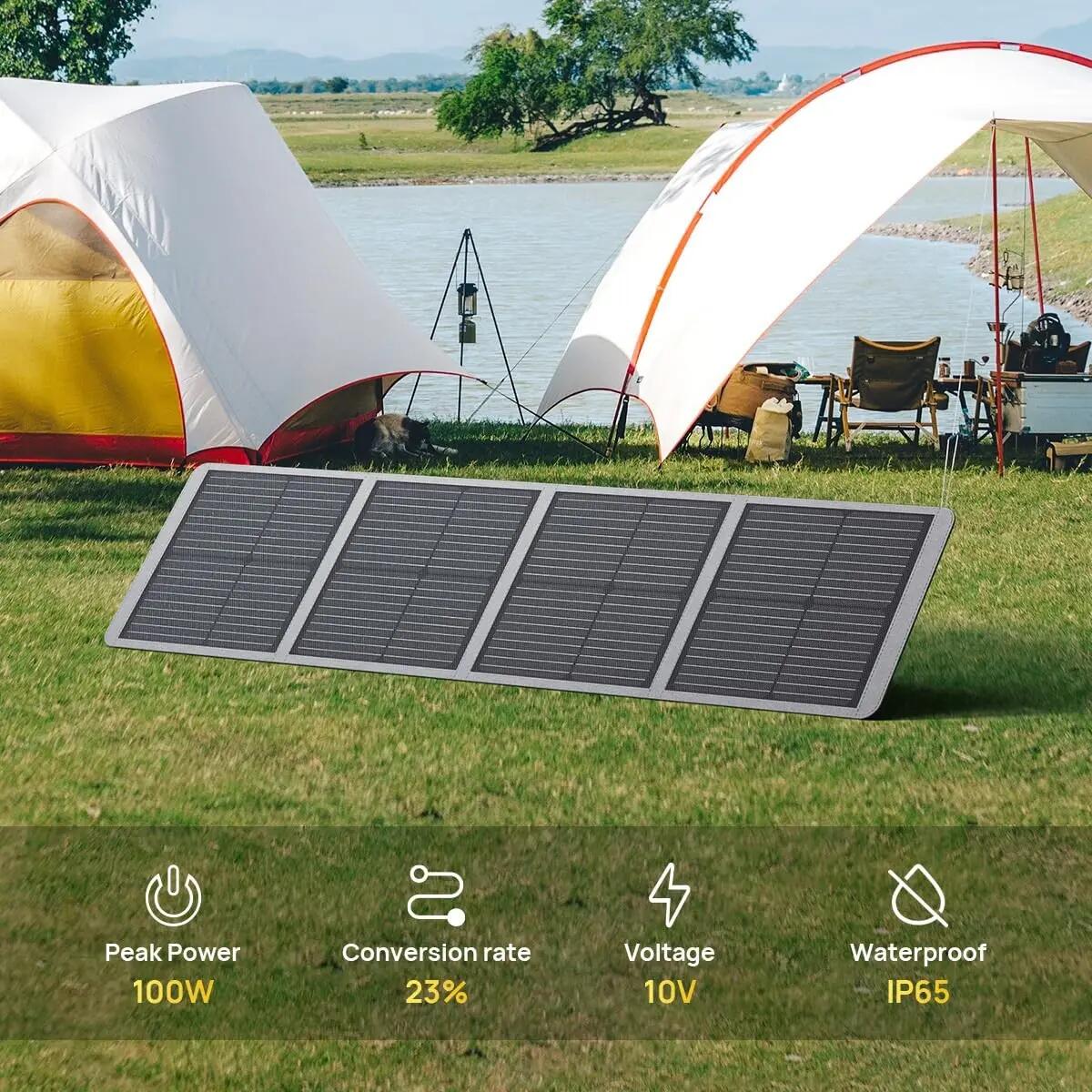 Panneau solaire pliable AFERIY 100W Monocristallin 23% -IP65 ETFE Revêtement 4/9