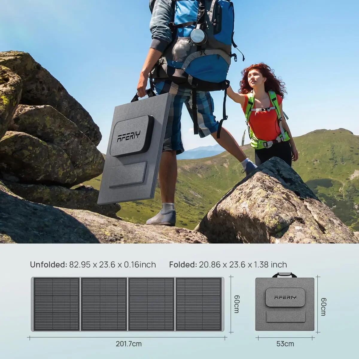 Panneau solaire pliable AFERIY 200W Monocristallin 23% -IP65 Revêtement ETFE 3/9