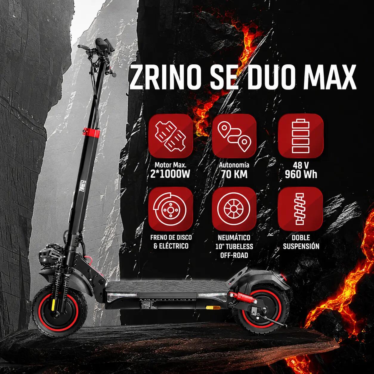 Trotinete elétrico ZWheel ZRino SE Duo Max, 2000W, 960 Wh, 70km, noir 2/8