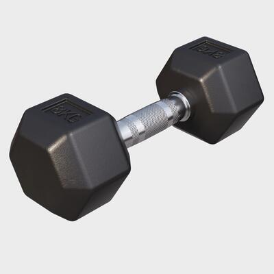 Dumbbell - 1 x 15 kg - gietijzer - hexagon - halter