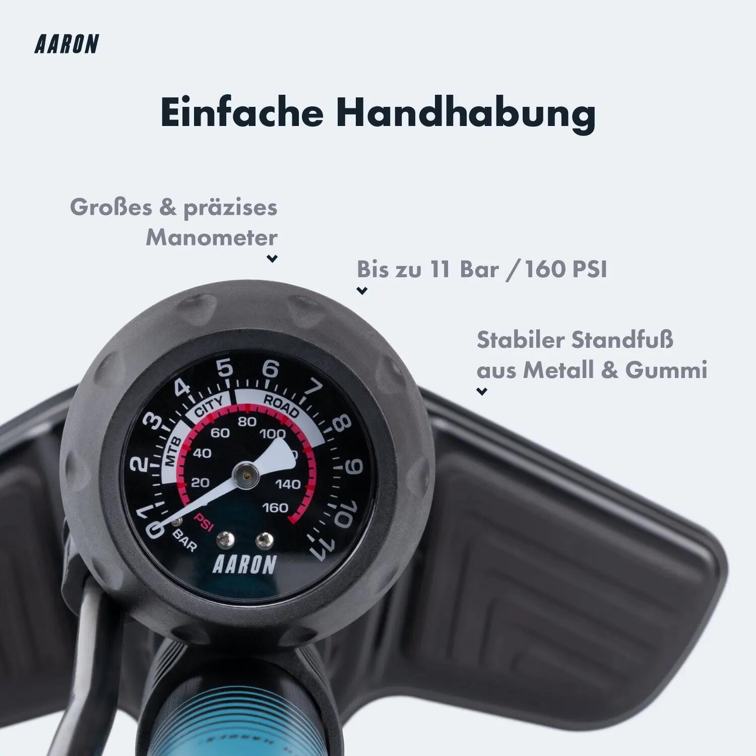 Sport One 2.0 Standpumpe - 11 bar Manometer, für AV/SV/DV - Blau 3/7