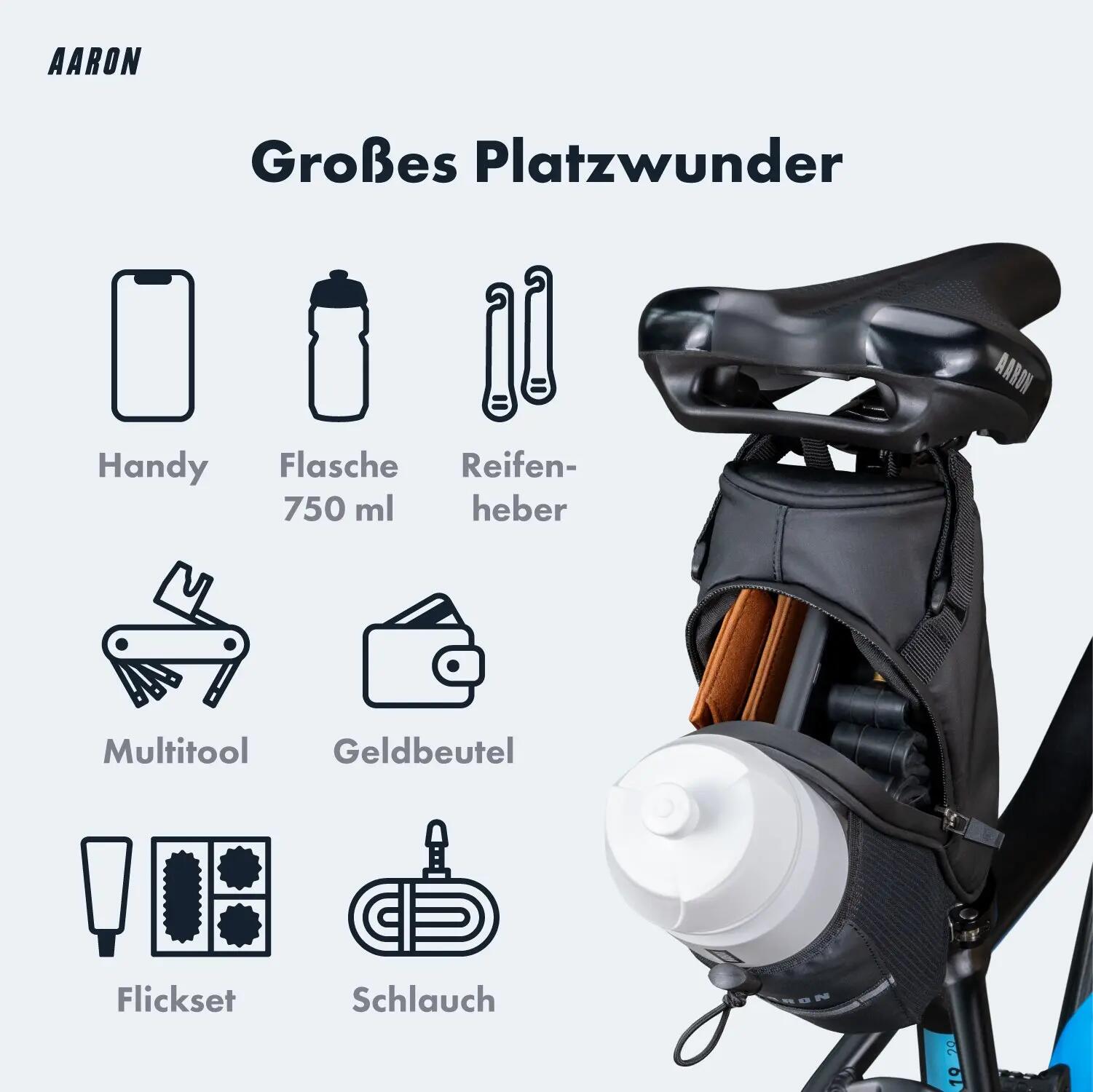 Essential - Fahrrad Satteltasche 1 L - mit Flaschenhalter & Reflektor 3/7