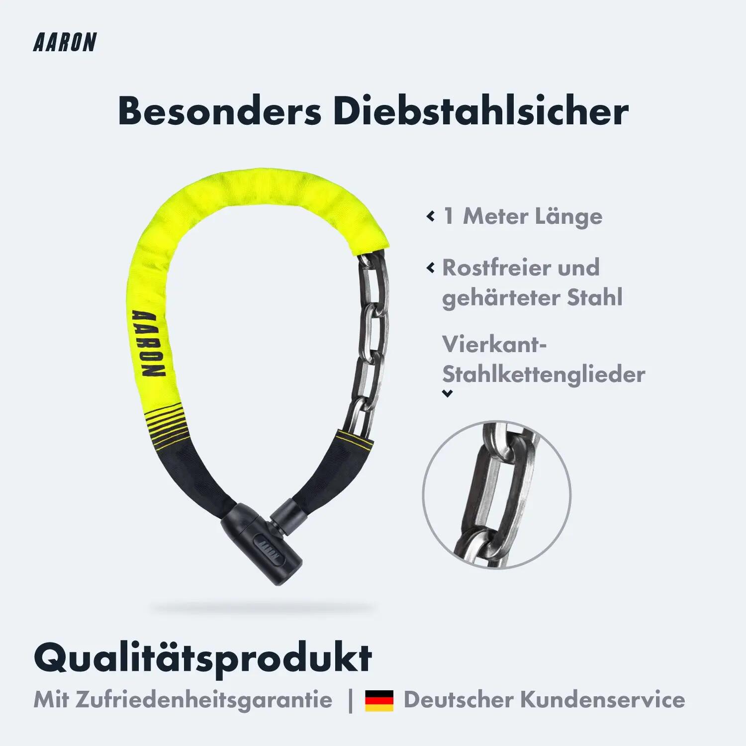Lock One Kettenschloss 100 cm mit 2 Schlüsseln - Gelb 2/5