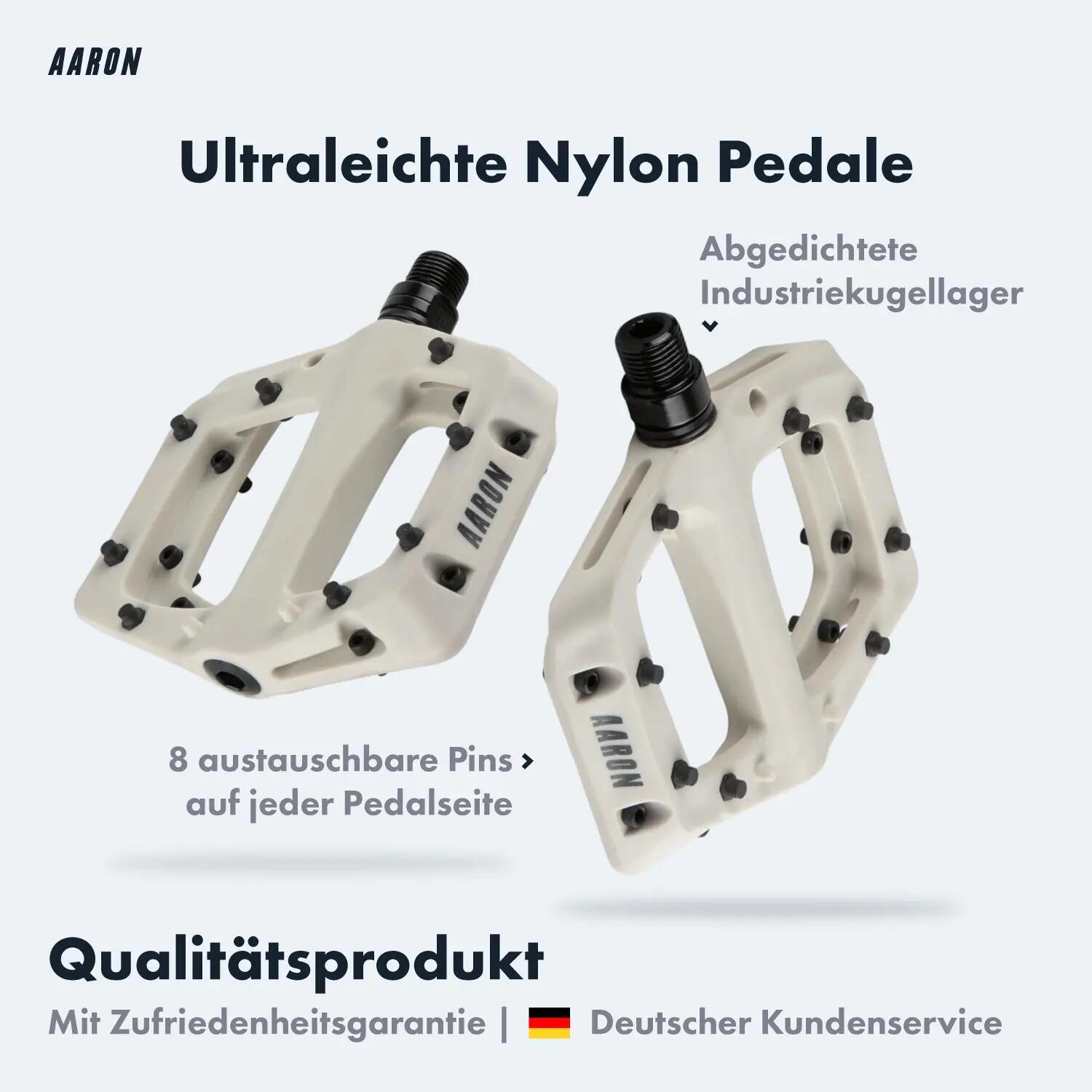 Dirt MTB Pedale, Nylon, große Plattform, 8 Pins pro Seite - Weiß 2/7