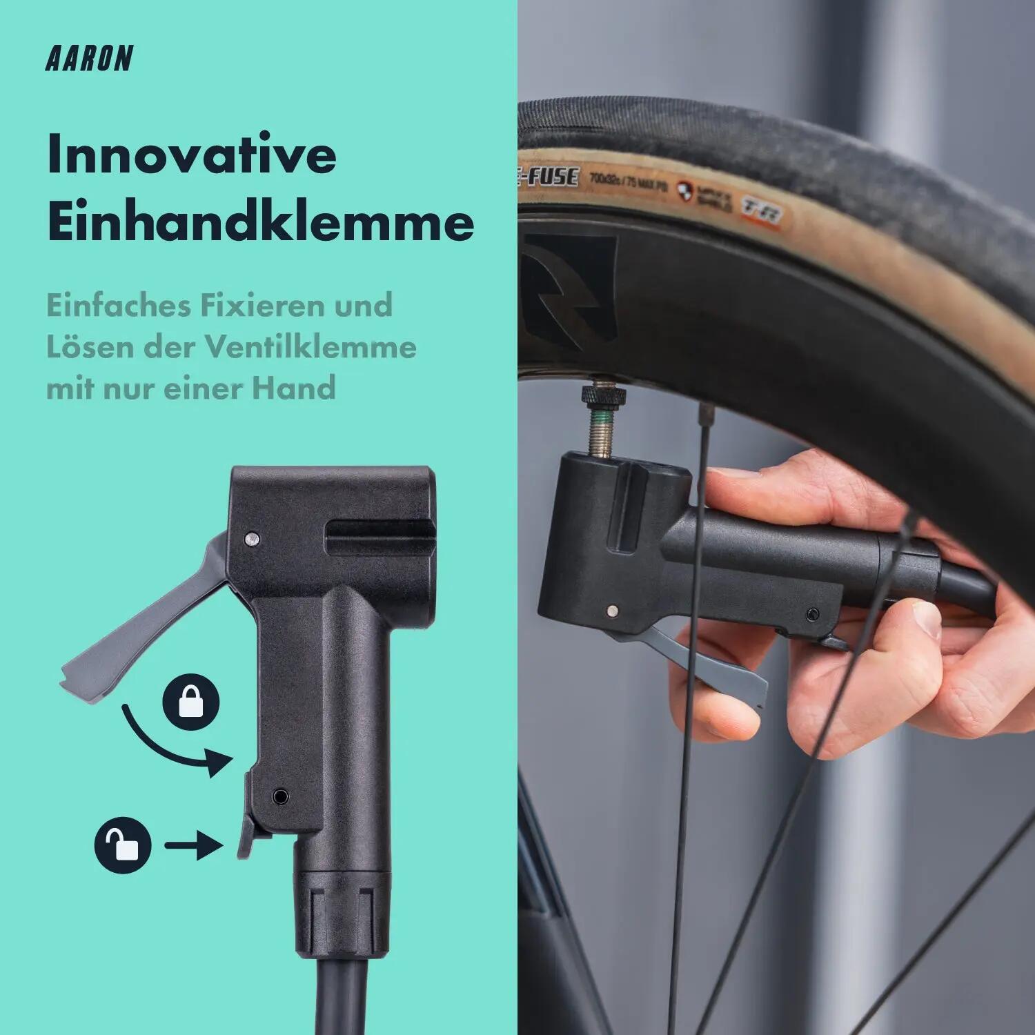 Sport One 3.0 Fahrrad Standpumpe mit Manometer, 11 Bar, für alle Ventile - Rot 3/7