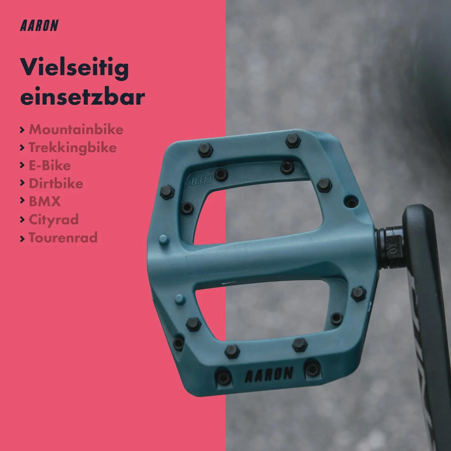 Dirt MTB Pedale, Nylon, große Plattform, 8 Pins pro Seite - Graublau 3/7
