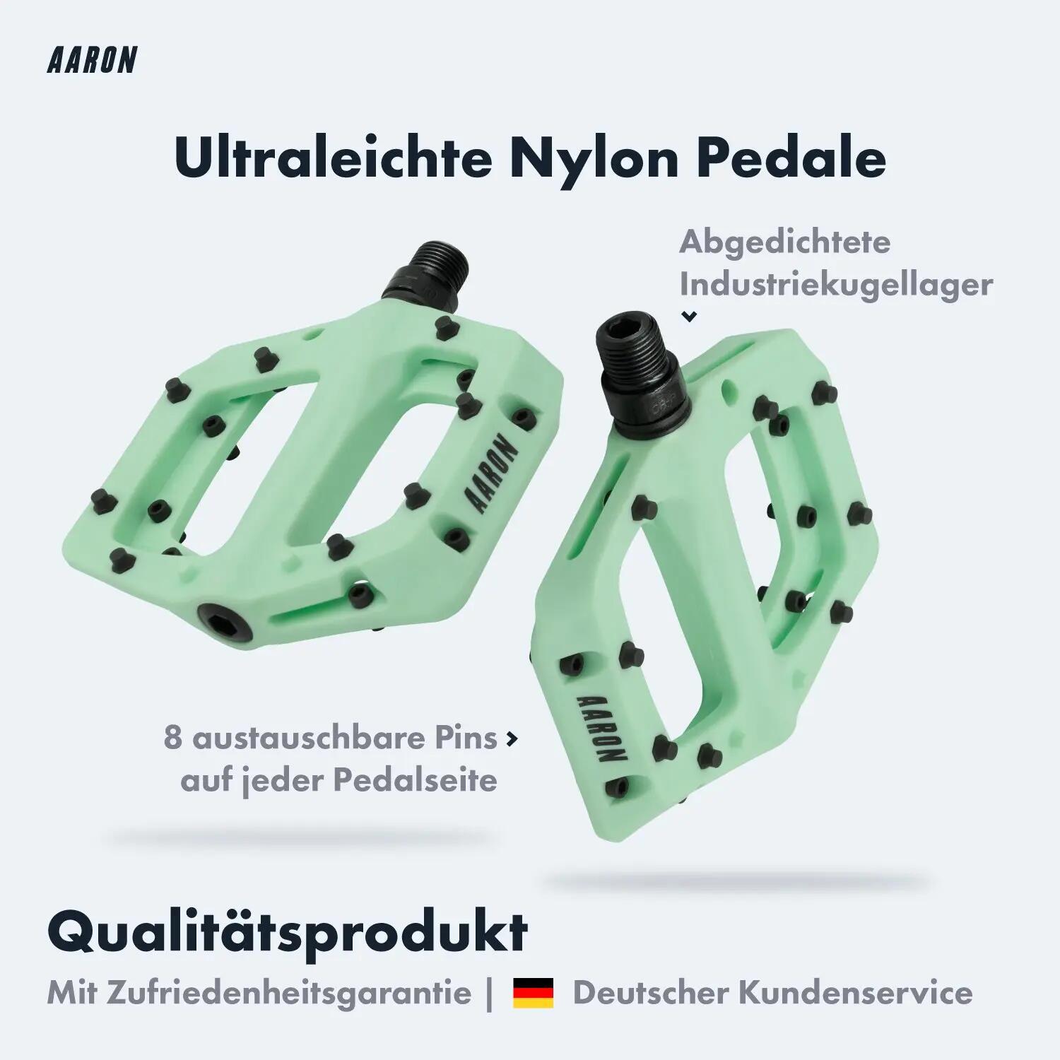 Dirt MTB Pedale, Nylon, große Plattform, 8 Pins pro Seite - Mintgrün 2/7