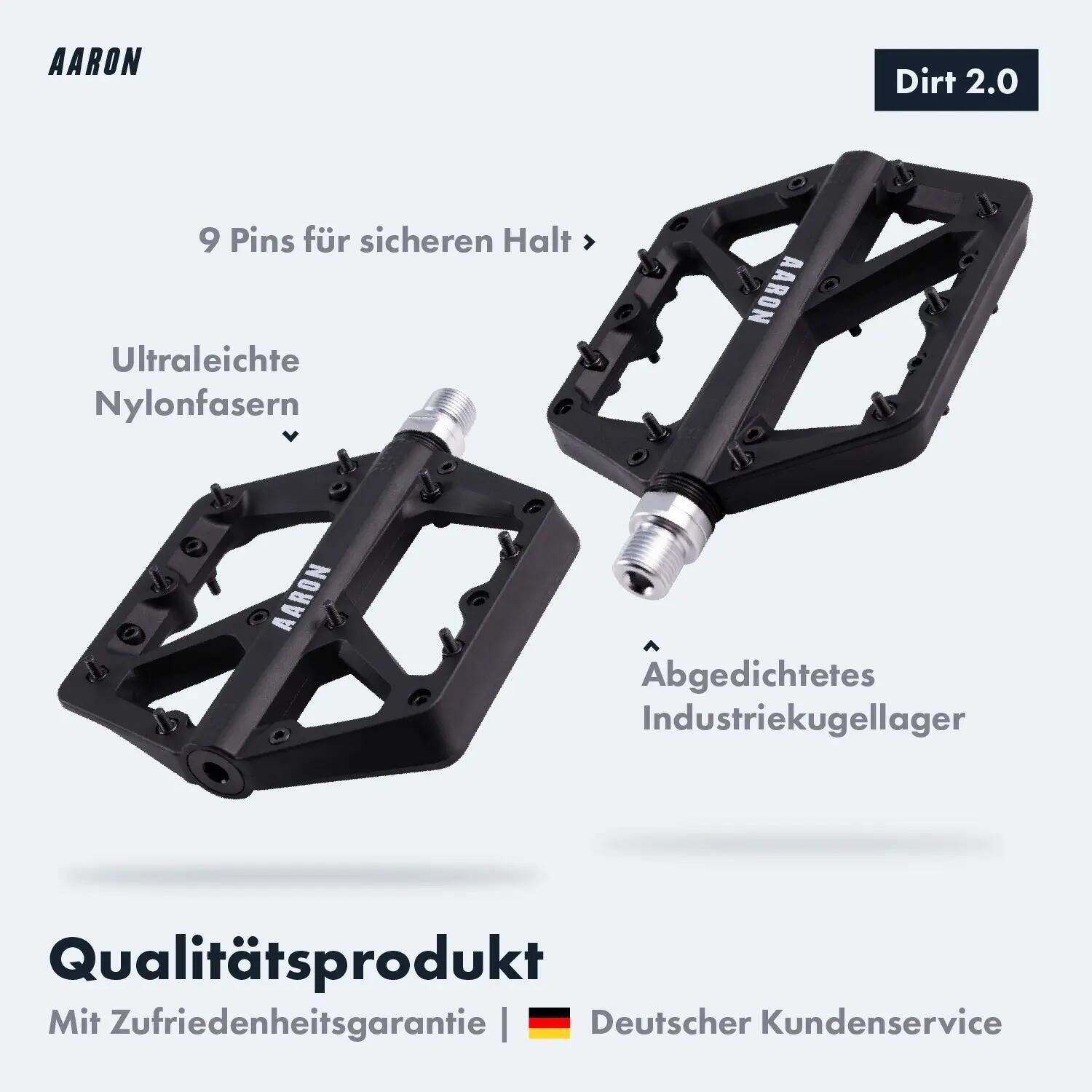 Dirt 2.0 MTB Pedale, Nylon, große Plattform, 9 Pins pro Seite - Schwarz 3/6