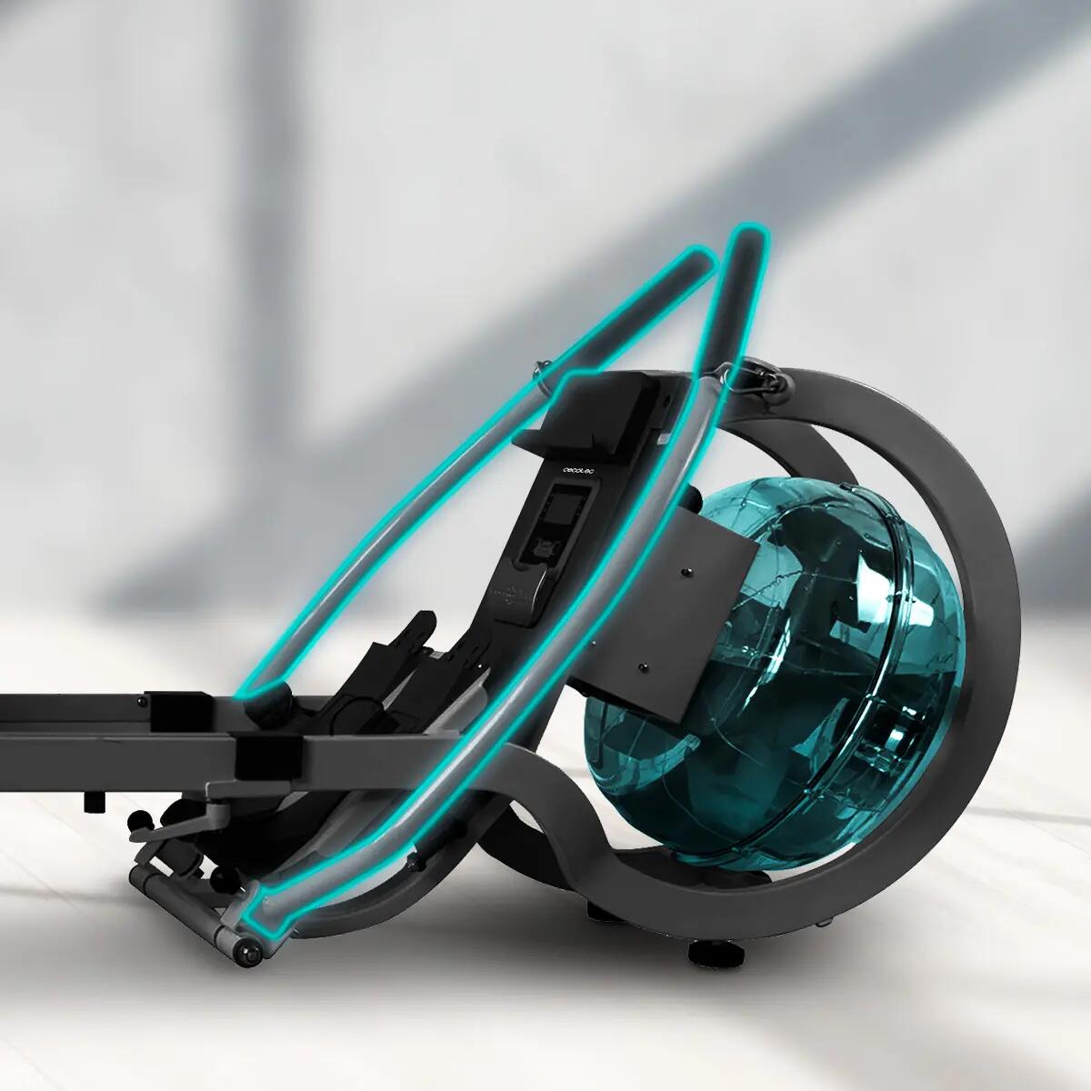 Cecotec Máquina de Remo de Agua Drumfit Rower 20000 Neptuno. Tanque de Agua 11 L 5/7