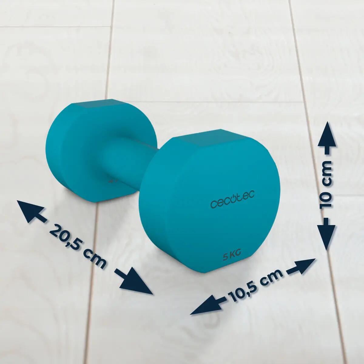 Cecotec Lot de deux haltères de 5 kg Drumfit 500 DoubleNeo. Haltère 4Kg avec rev 5/6