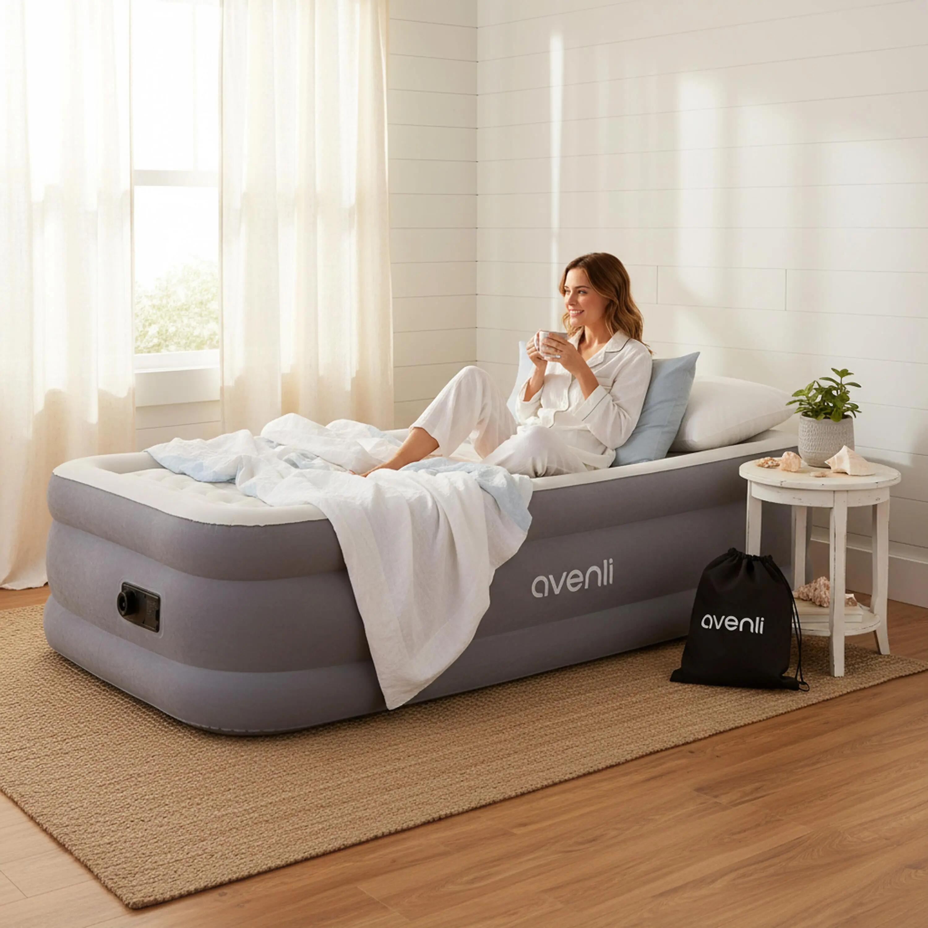 Luftmatratze selbstaufblasend 1 Person 191x99x46cm Luftbett mit Elektropumpe 6/11