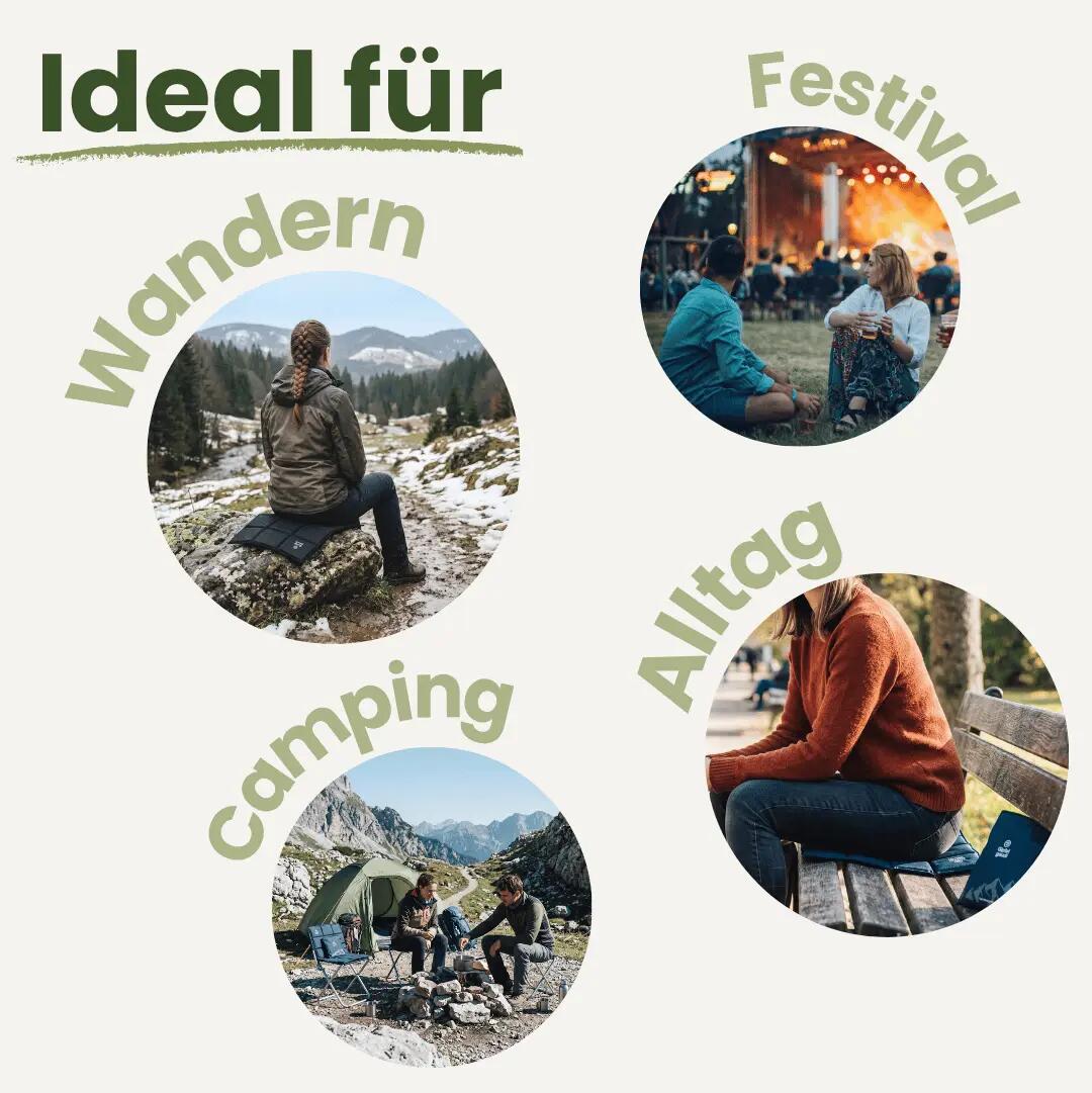 Outdoor Sitzkissen (Burgund) inkl. Tasche - Ultraleicht & faltbar für Unterwegs 8/11