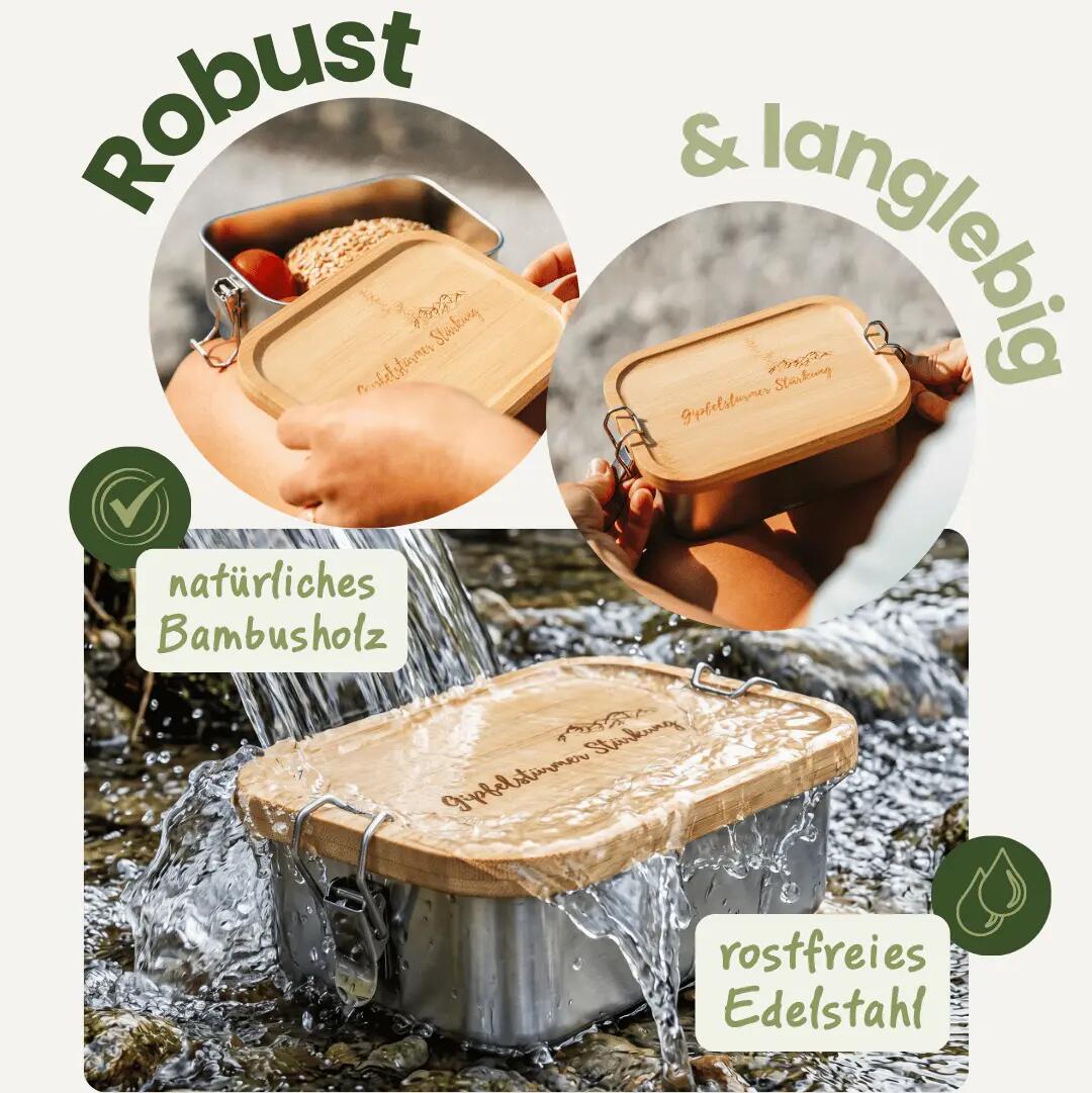 Gipfelstürmer Brotdose mit Holzdeckel I Langlebige Box für unterwegs 5/10