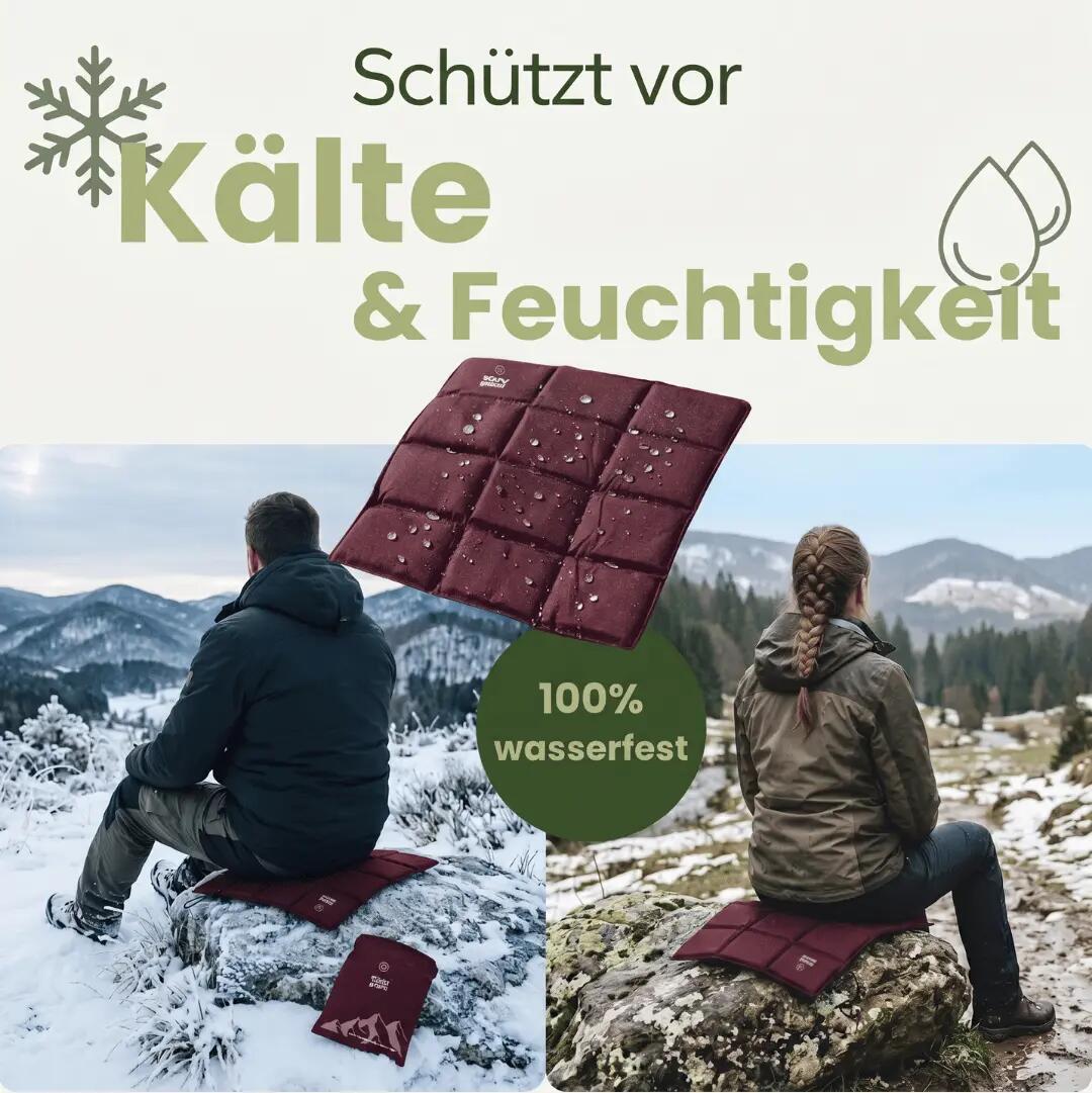 Outdoor Sitzkissen (Burgund) inkl. Tasche - Ultraleicht & faltbar für Unterwegs 5/11