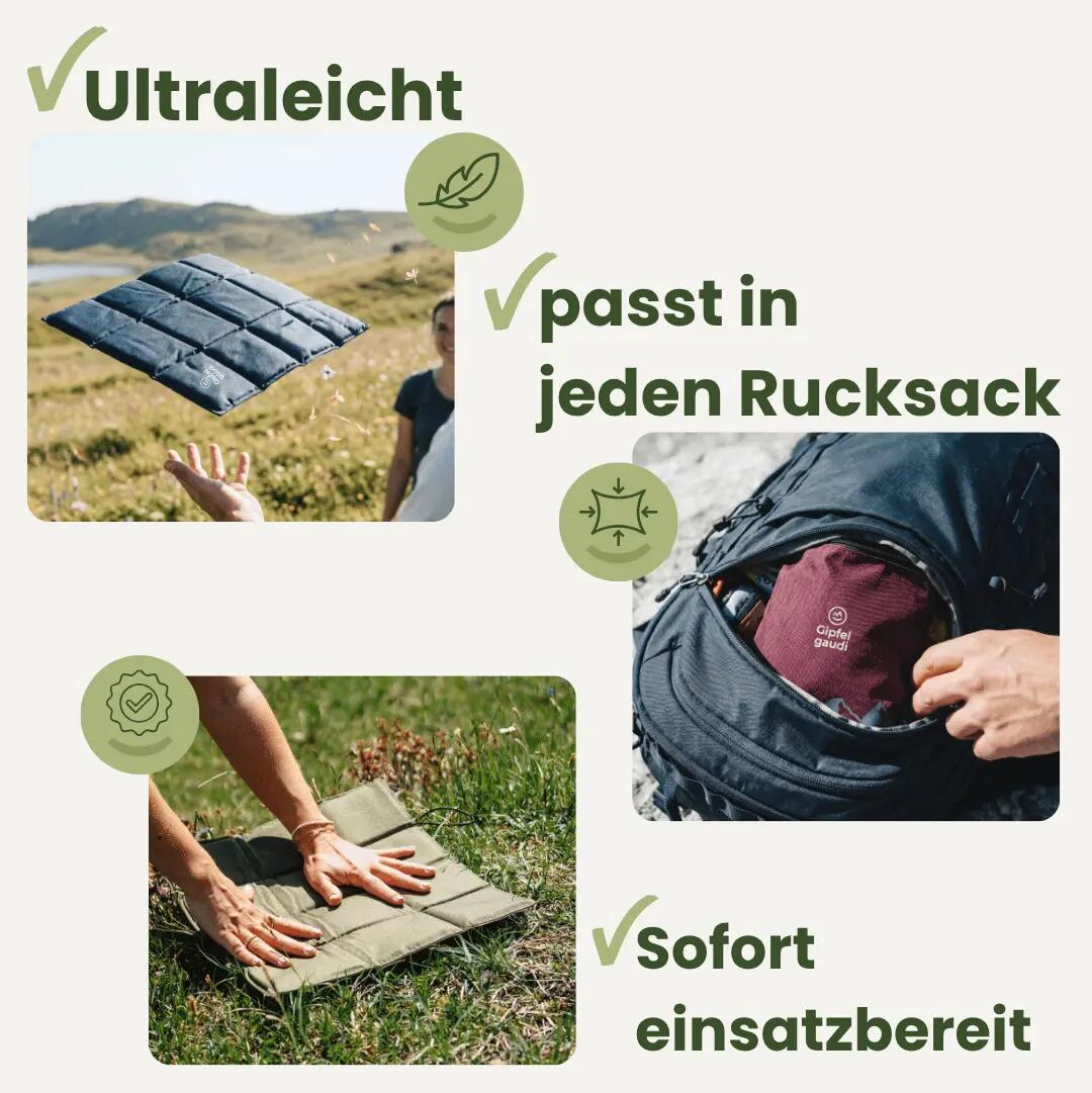 Outdoor Sitzkissen (Burgund) inkl. Tasche - Ultraleicht & faltbar für Unterwegs 4/11