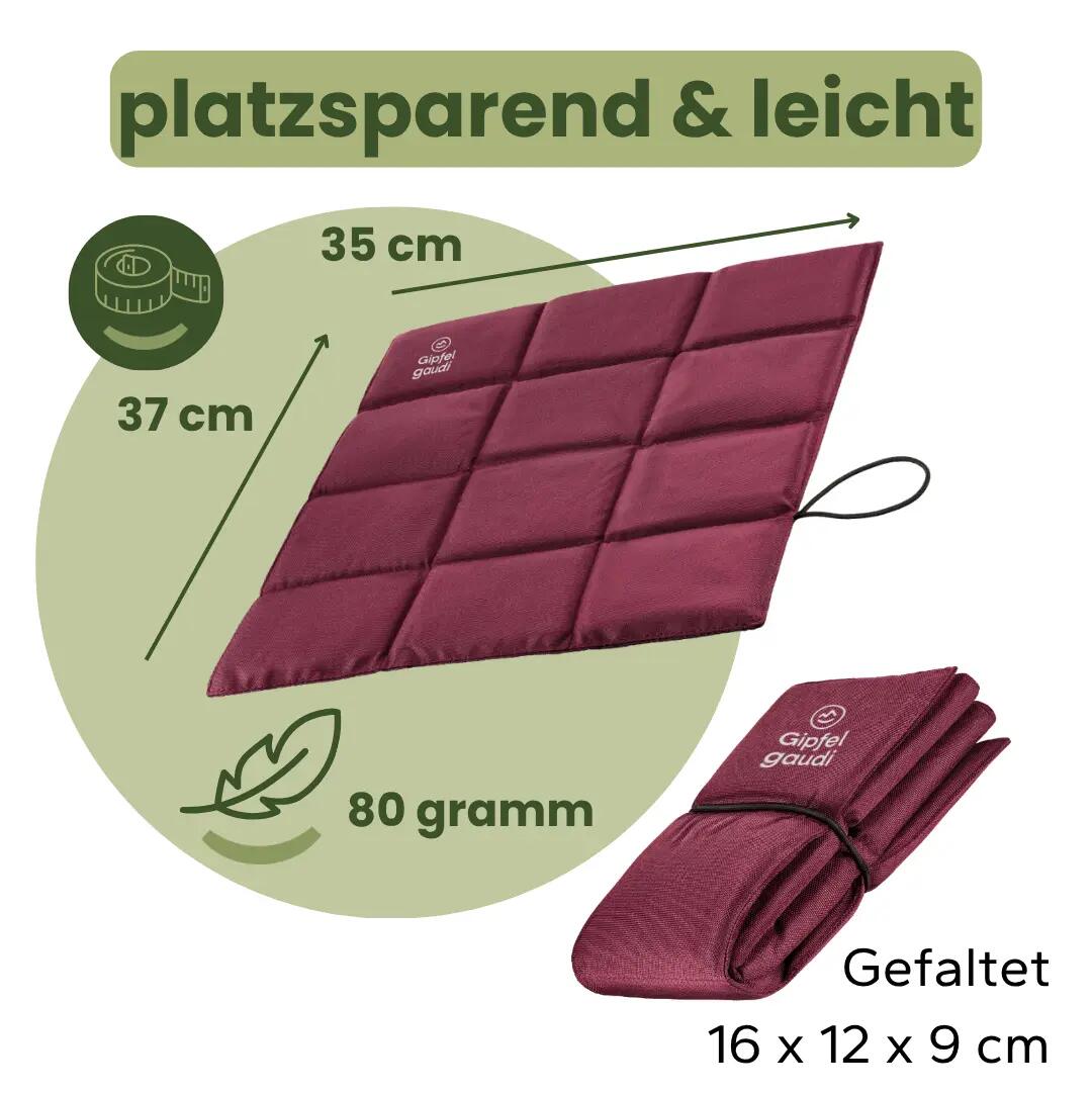 Outdoor Sitzkissen (Burgund) inkl. Tasche - Ultraleicht & faltbar für Unterwegs 2/11