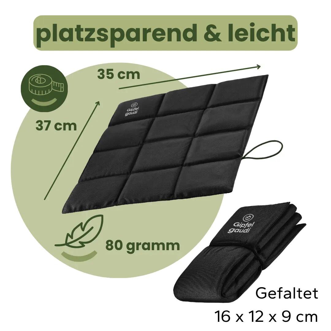 Outdoor Sitzkissen (Schwarz) inkl. Tasche - Ultraleicht & faltbar für unterwegs 2/10