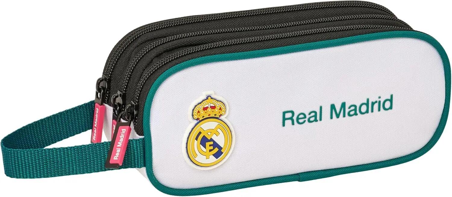 Kinderetui triple Real Madrid met 3 ritsen wit 6/6